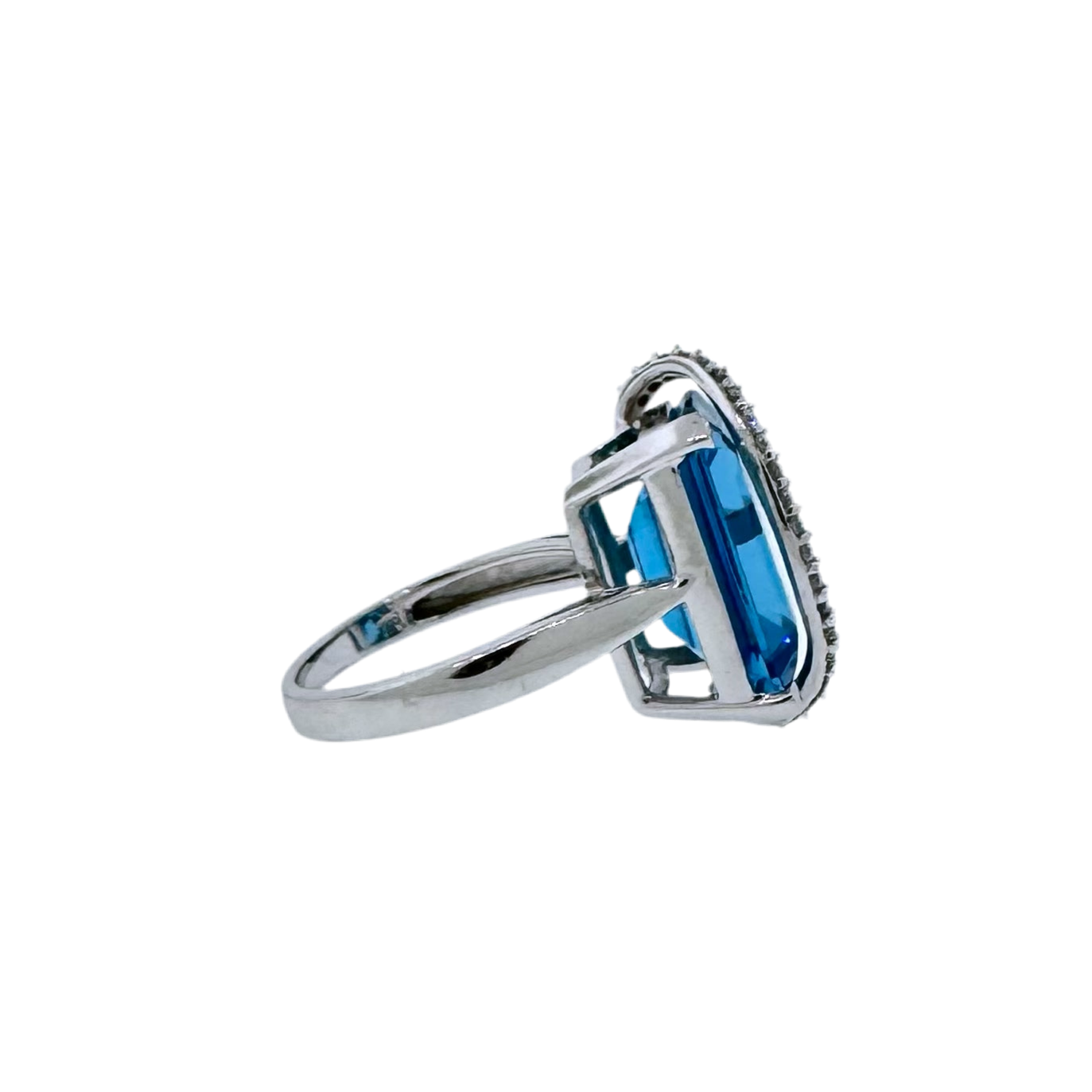 Estate 14k + Blue Topaz & Diamond Ring