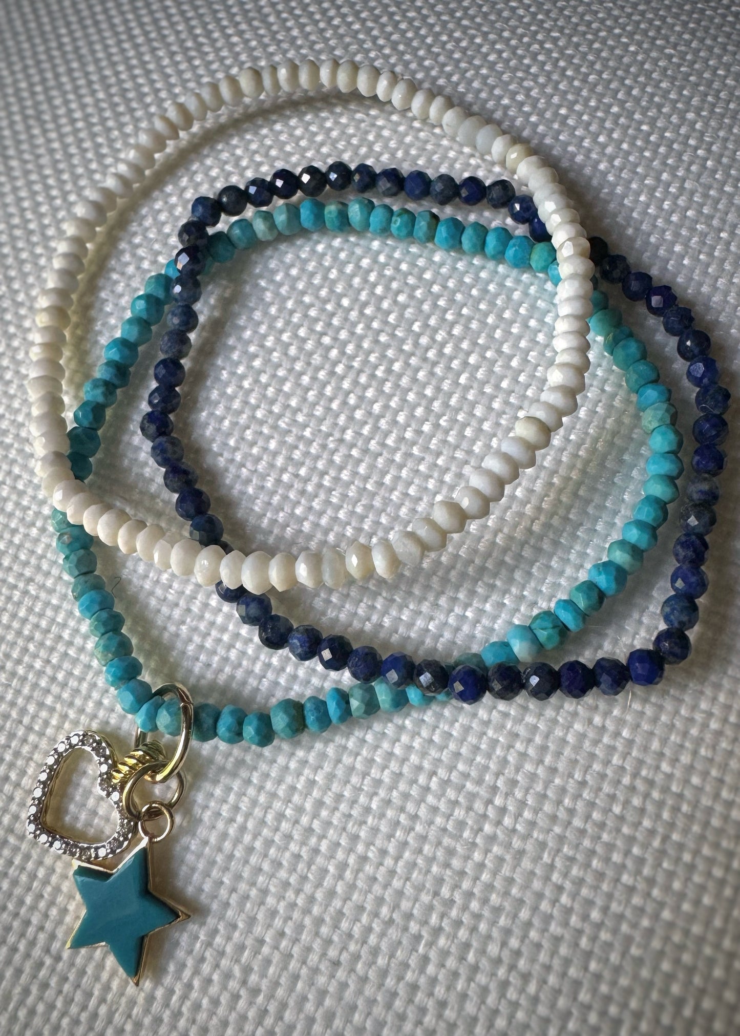 Faceted Mother of Pearl Bead Stretch Bracelet