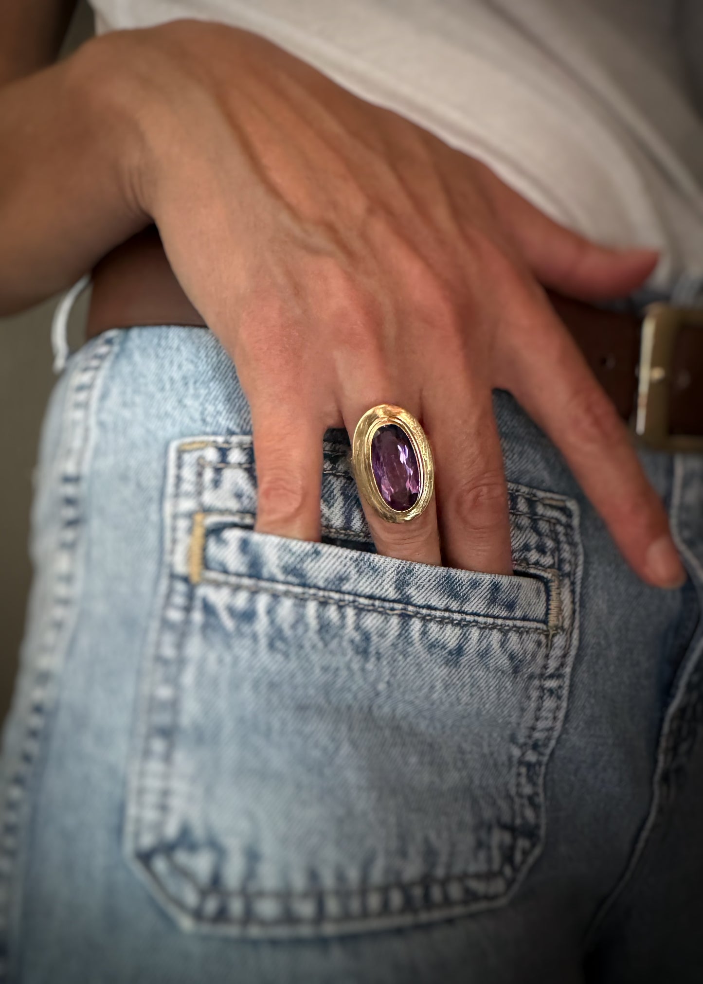 Estate 14k + Amethyst Oval Cocktail Ring