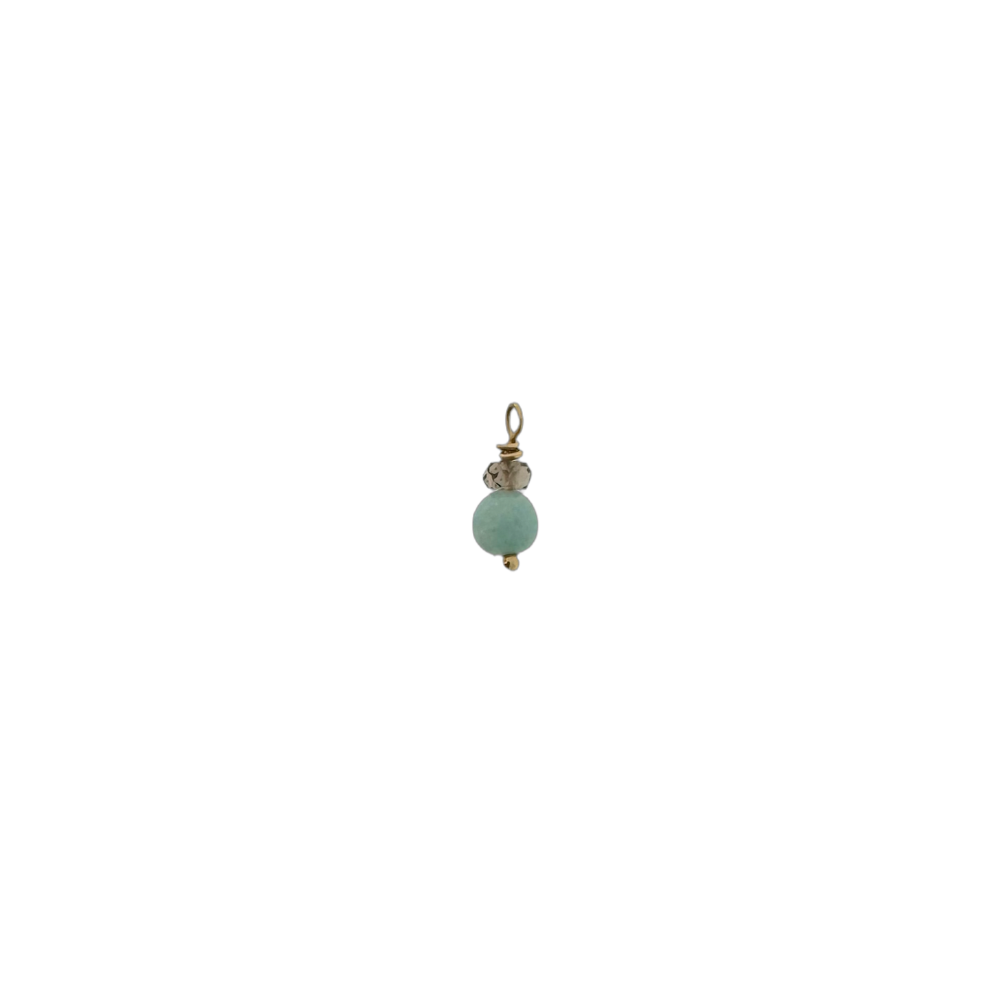 14k Mini Charm + Smoky Quartz and Amazonite