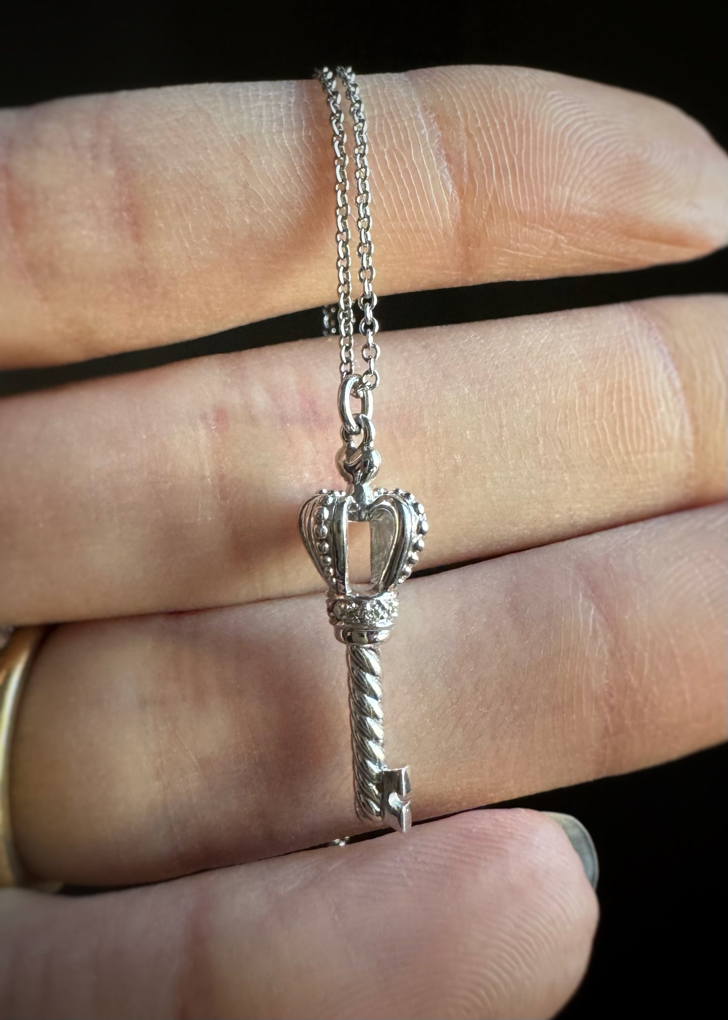 Estate 18k + Diamond Royal Scepter Key Necklace