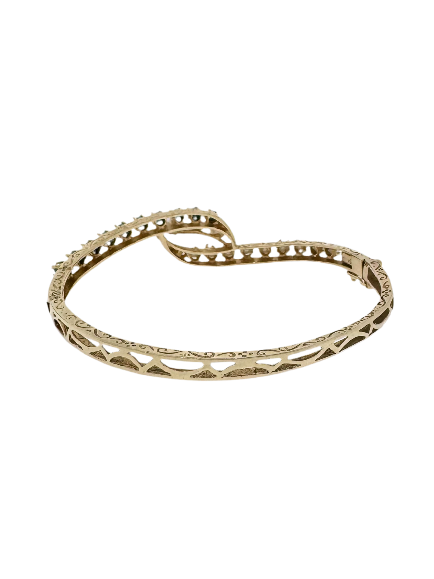 Estate 14k + Pearl and Turquoise Bangle Bracelet