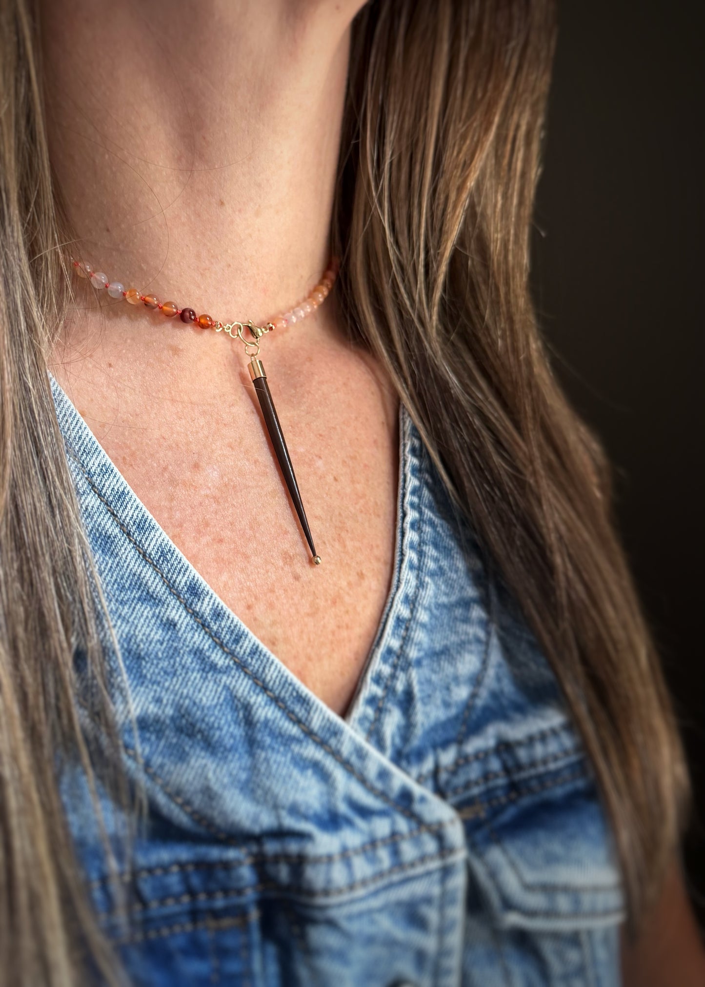 14k + Ombre Carnelian Choker Necklace