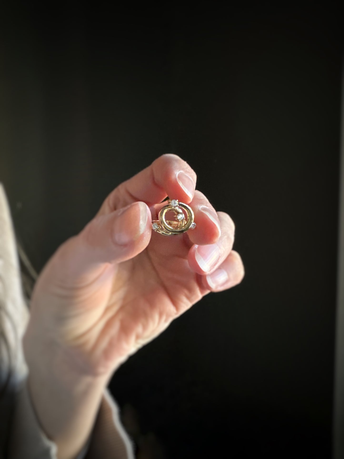 Estate 14k + Diamond Swirl Ring