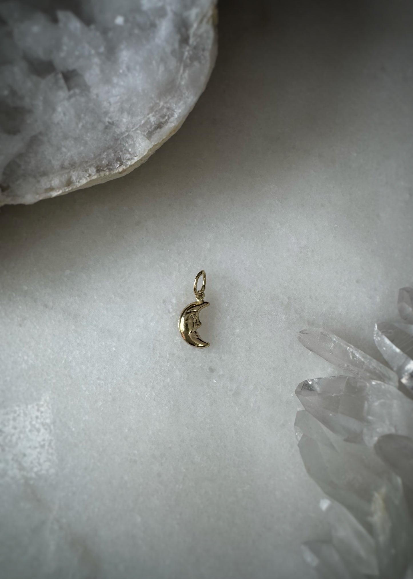 Estate 14k + Small Crescent Moon Charm