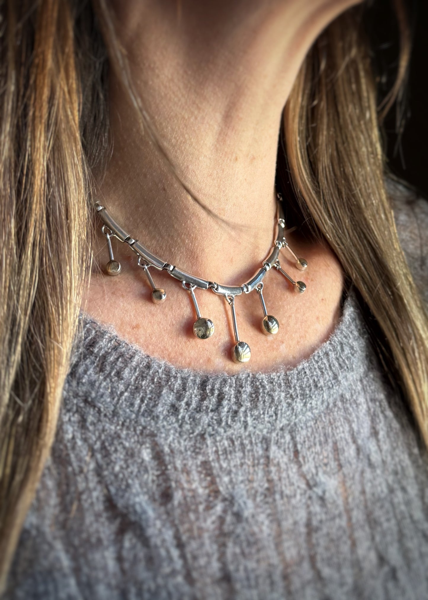 Estate Sterling + 14k Statement Necklace