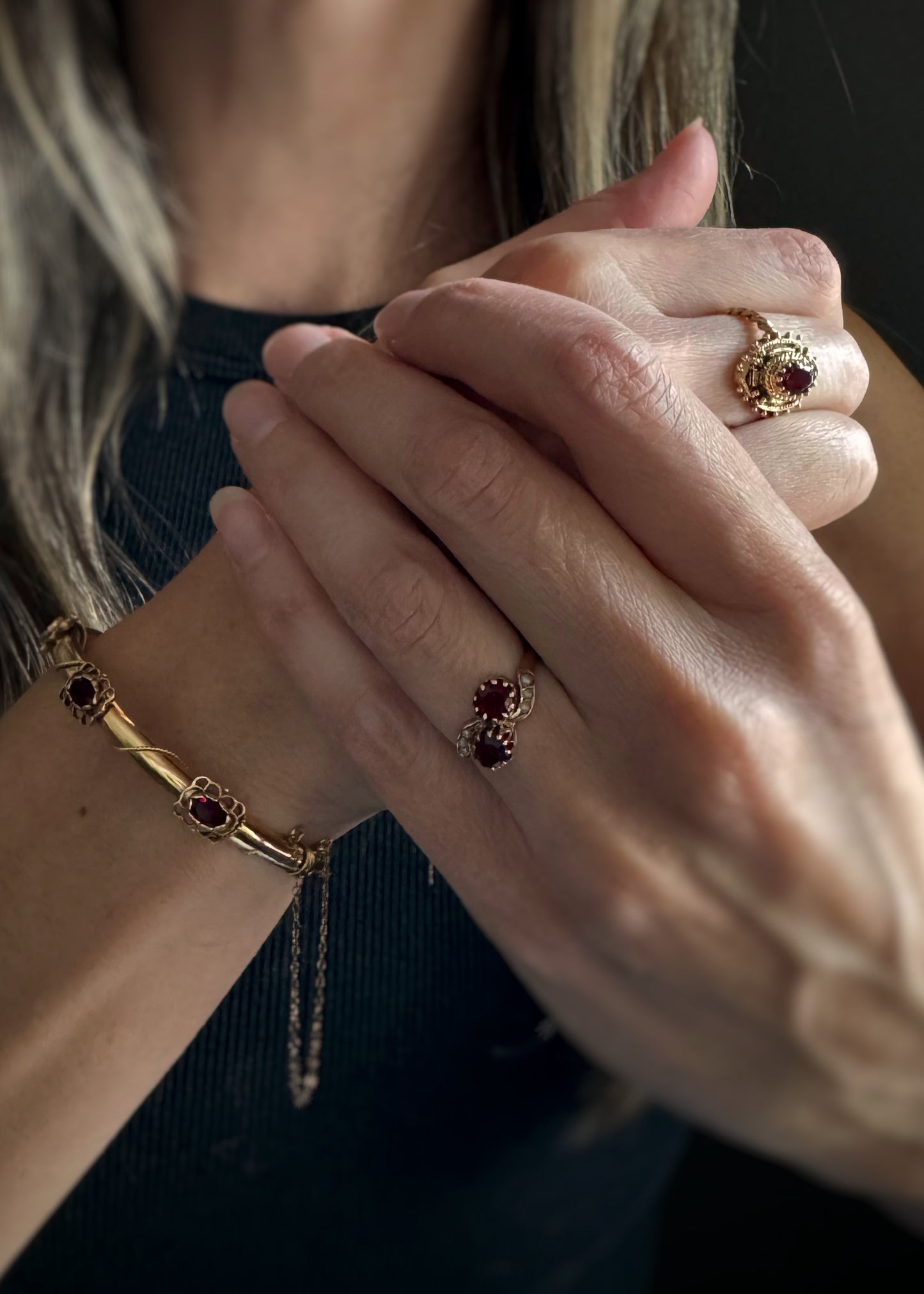 Estate 14k + Bohemian Garnet Ring