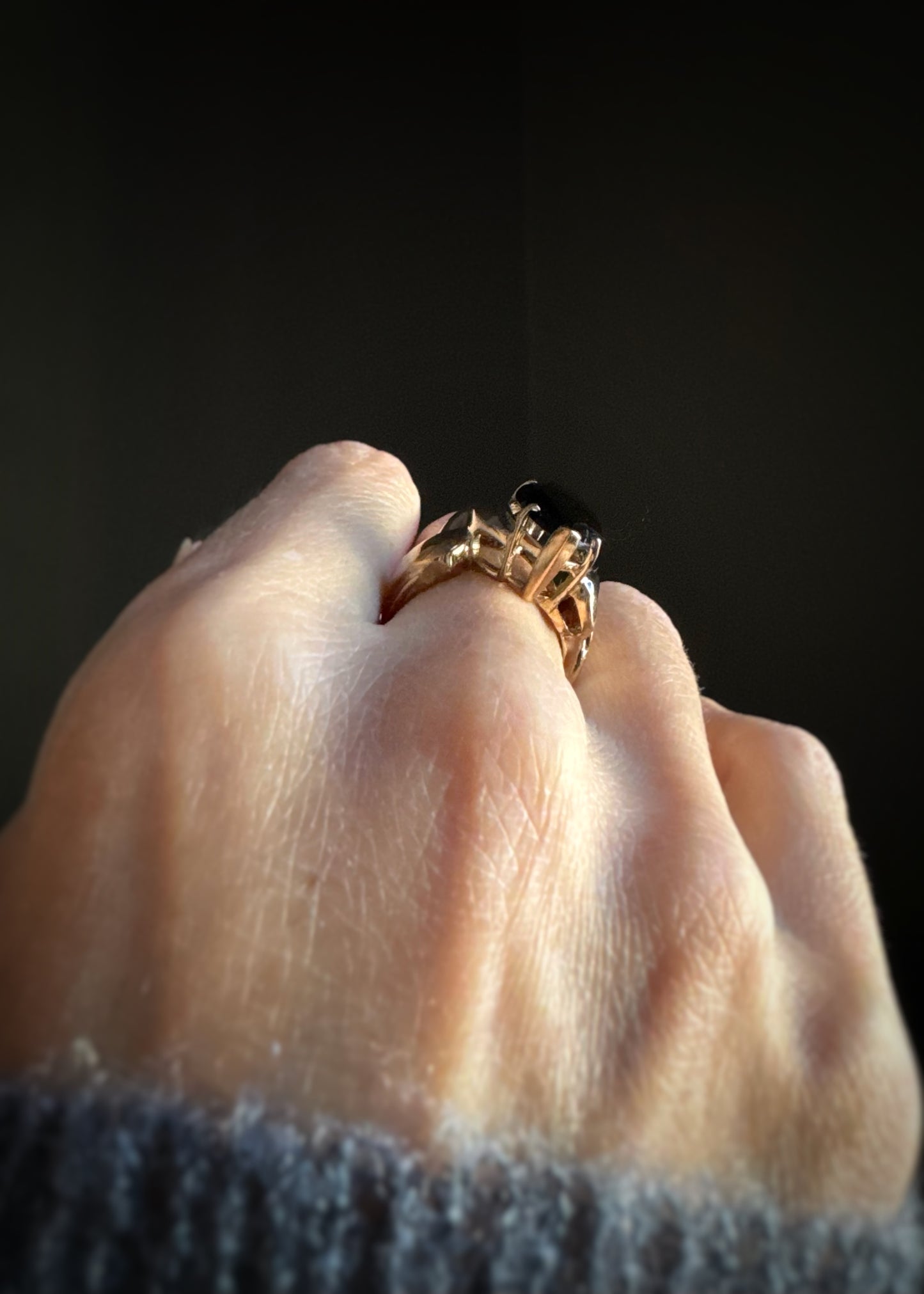 Estate 10k + Black Onyx Cocktail RIng