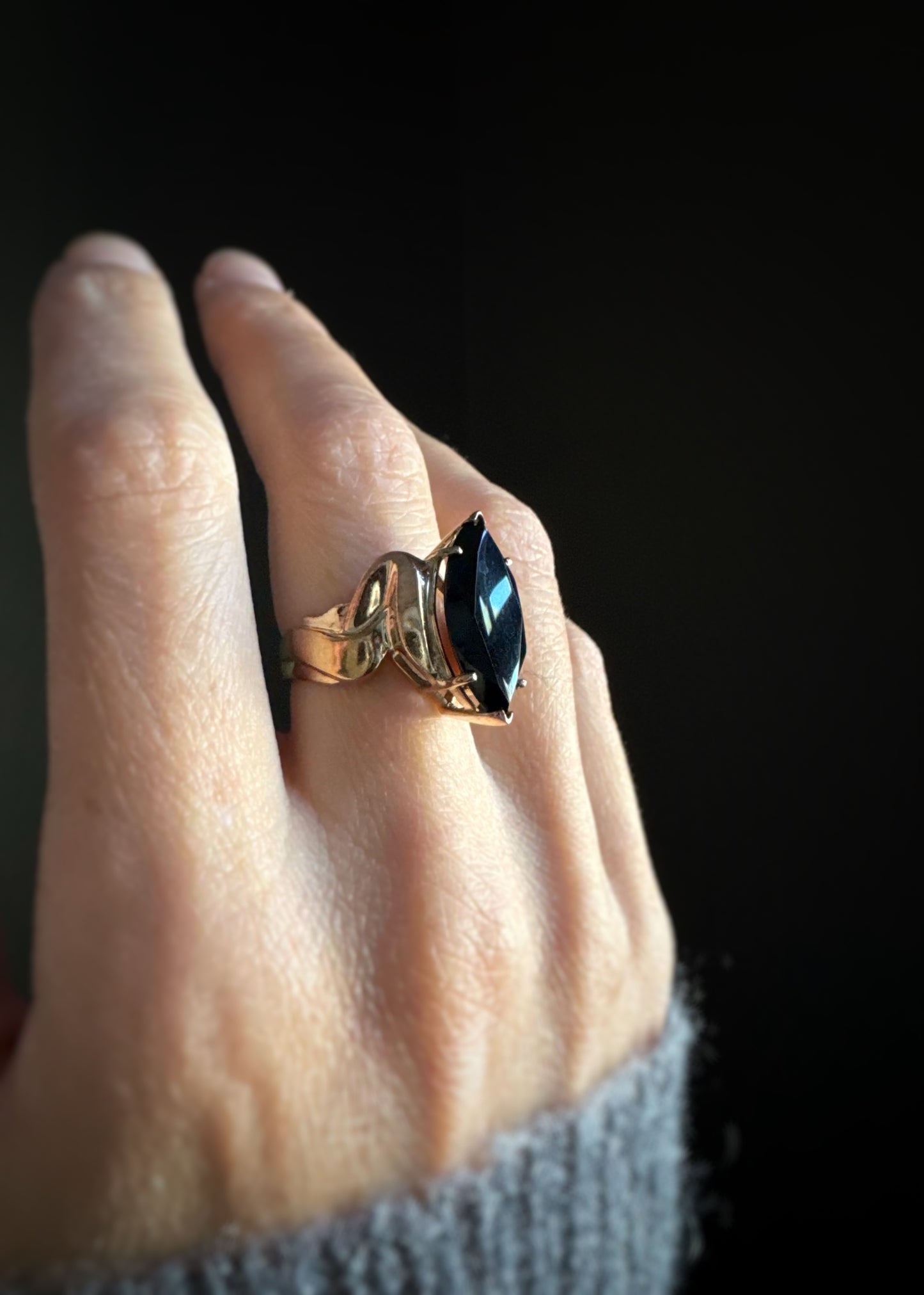 Estate 10k + Black Onyx Cocktail RIng