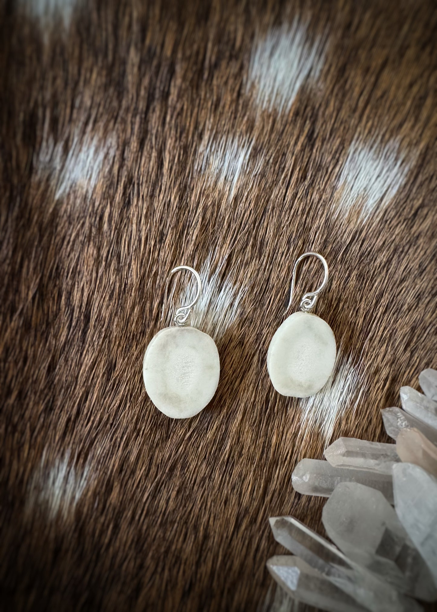 Sterling + Small Antler Slice Earrings