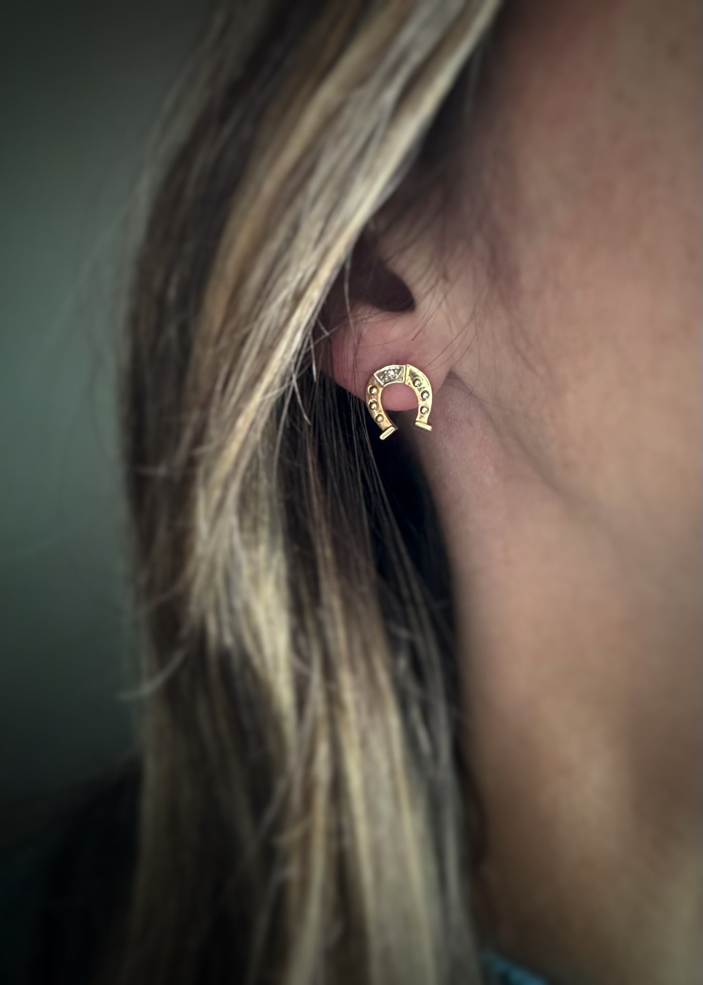 Estate 18k + Horseshoe Stud Earrings