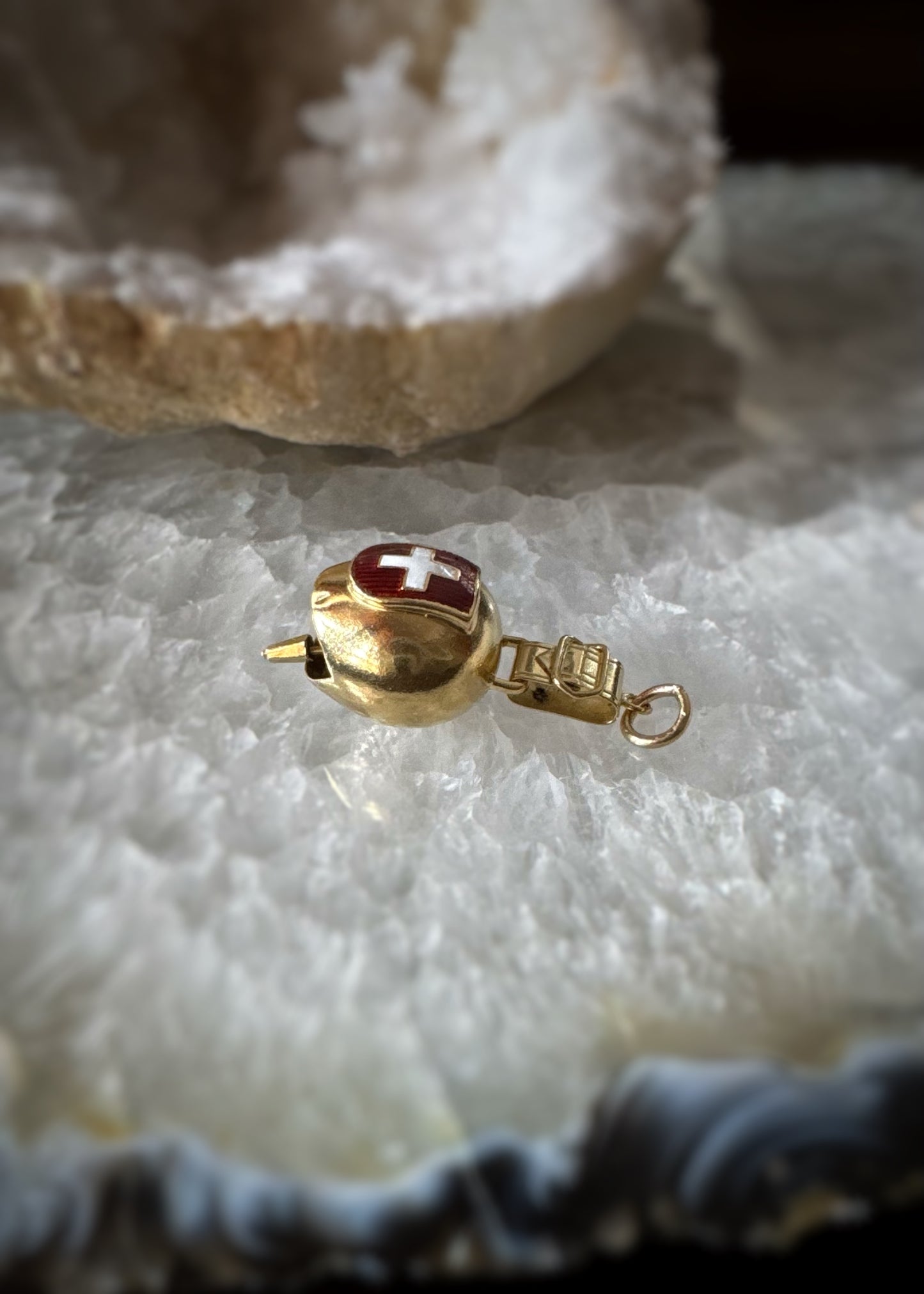 Estate 18k + Swiss Cowbell Charm