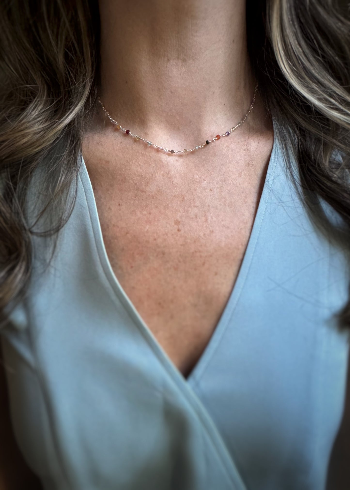 Sterling + Multi Gemstone Bead Chain Necklace