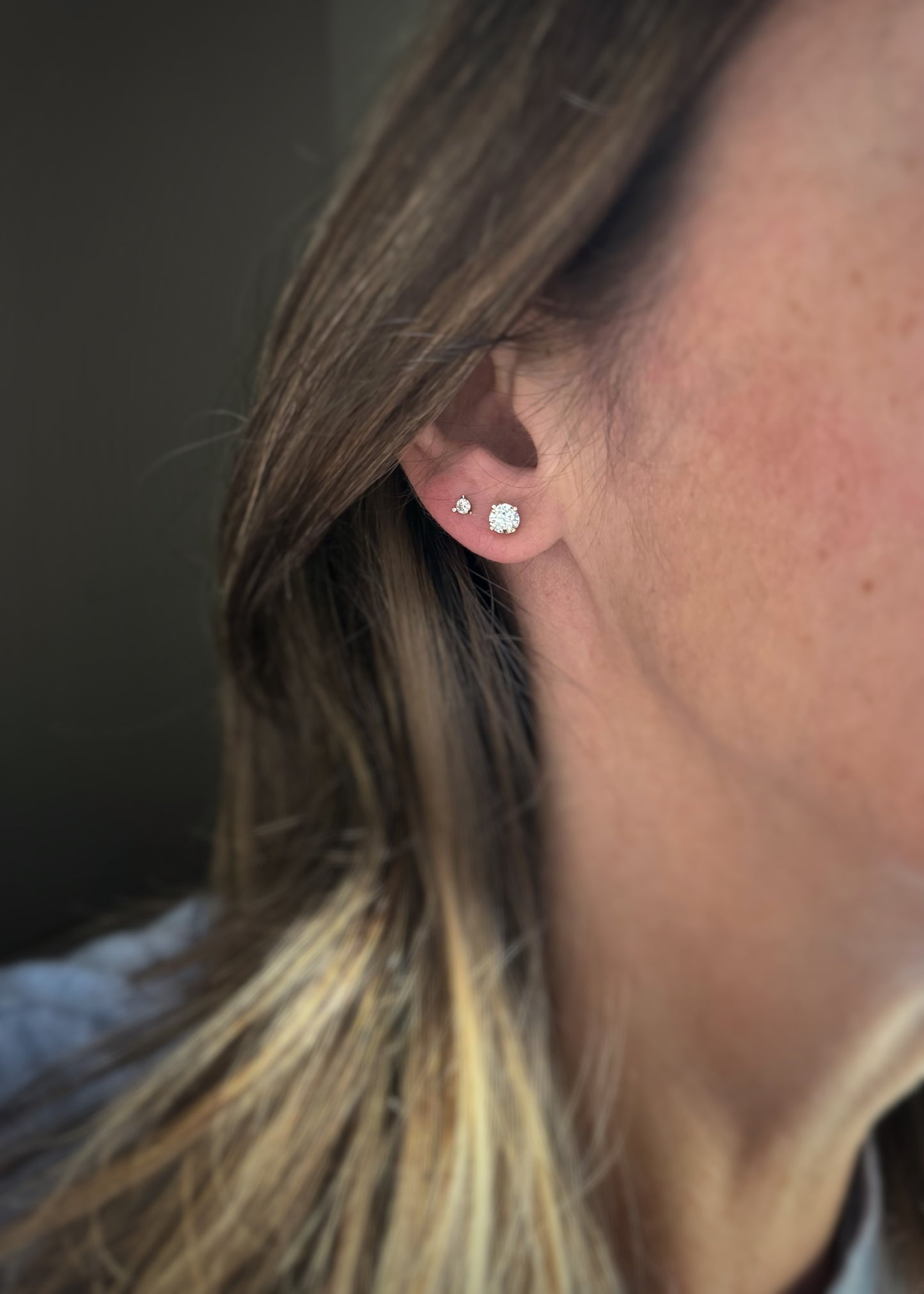 14k + Baby Diamond Stud Earrings