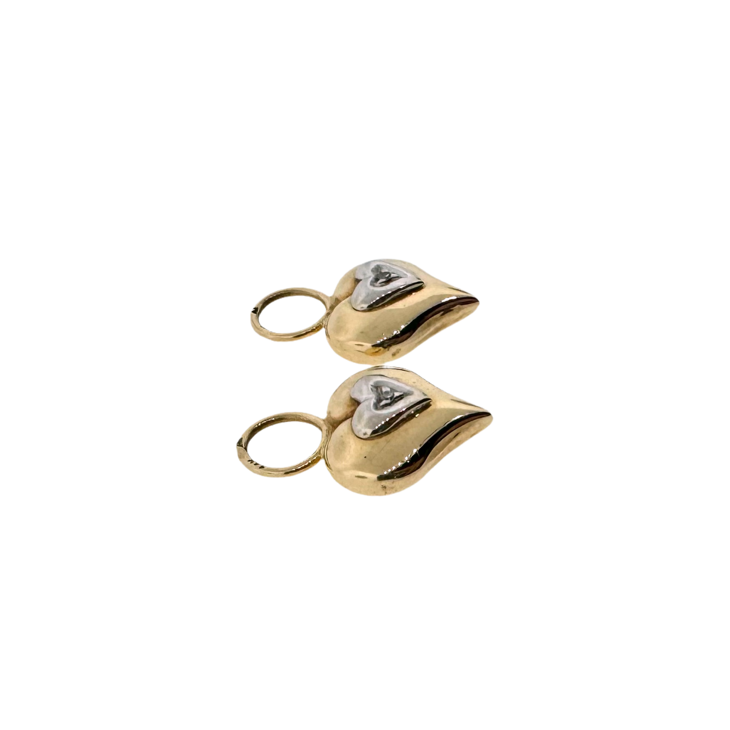 Estate 14k + Diamond Heart Hoop Charms