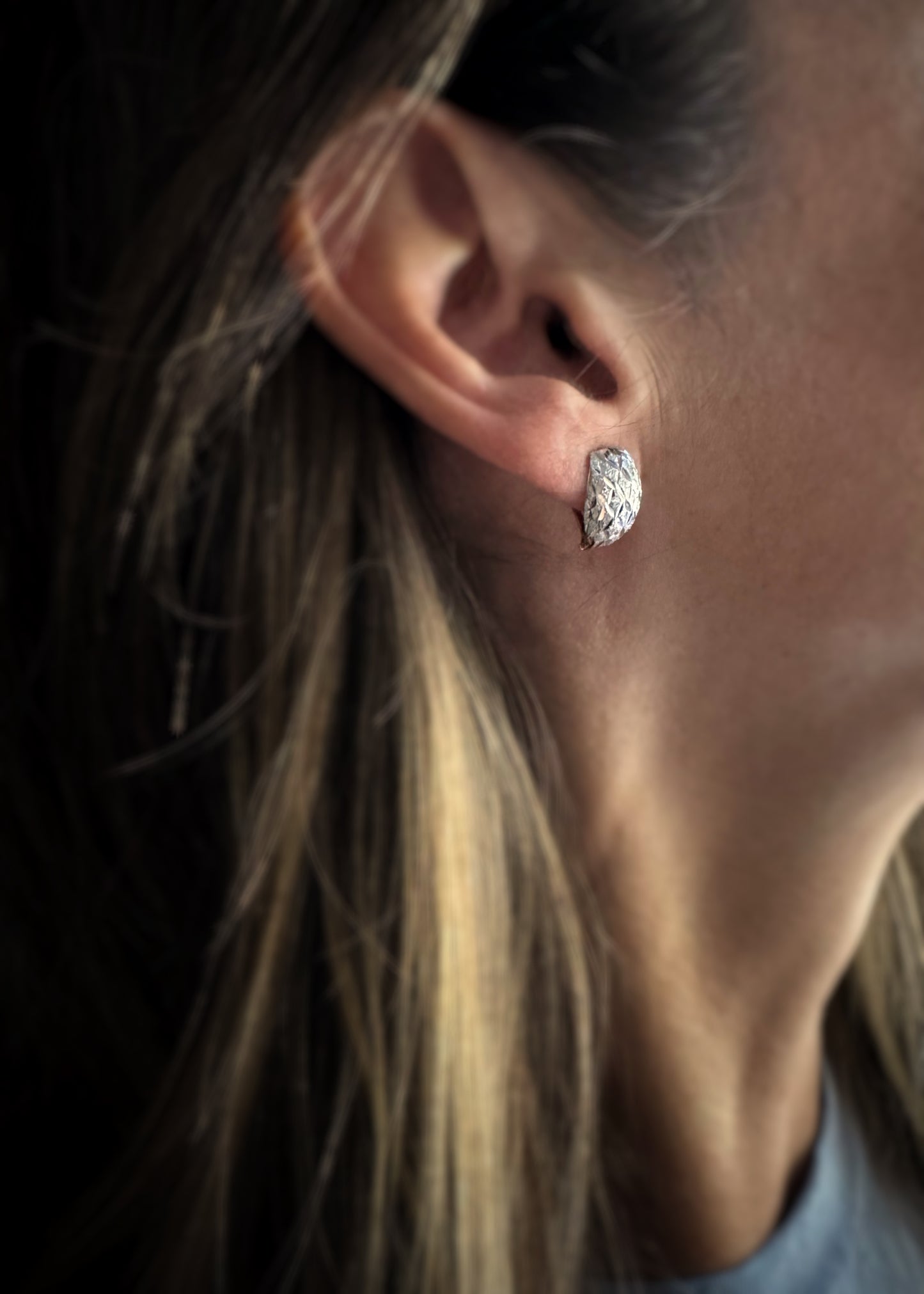 Estate 14k + Domed Diamond-cut Earrings