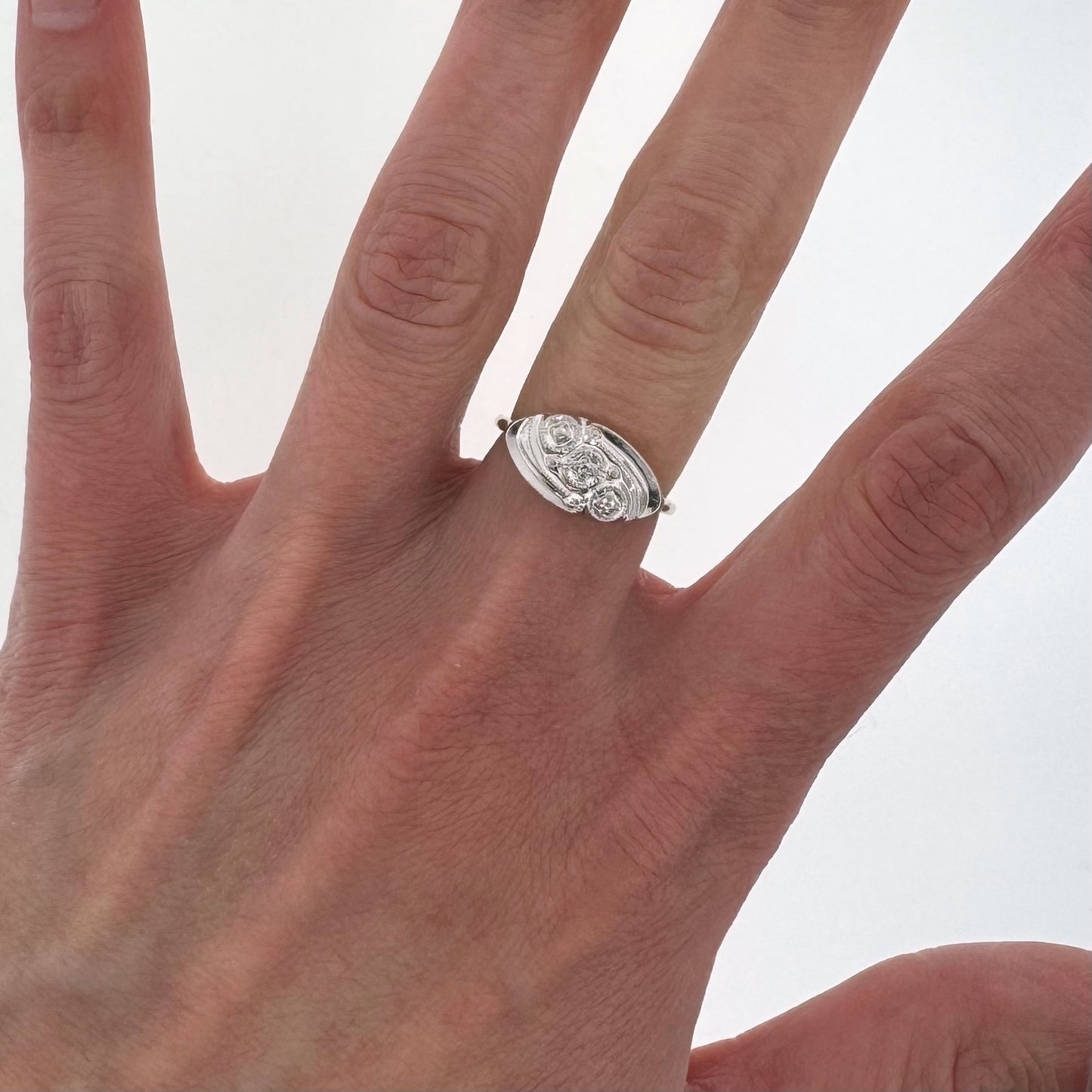Estate 10k + Diamond Navette Ring