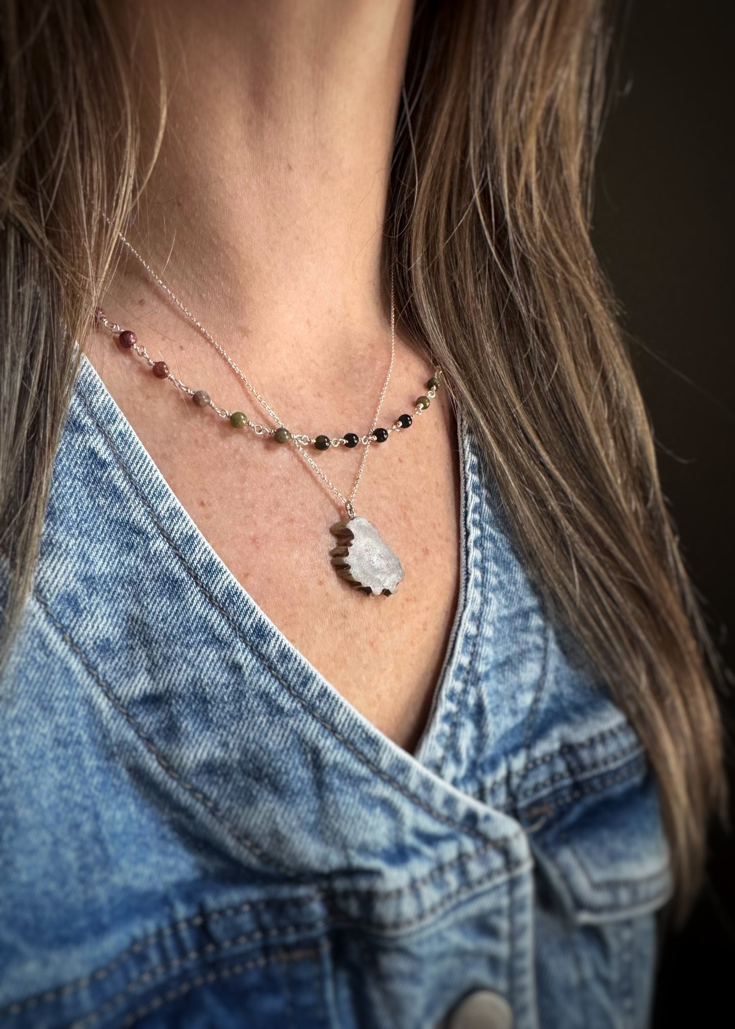 Sterling Silver + Tourmaline Bead Chain