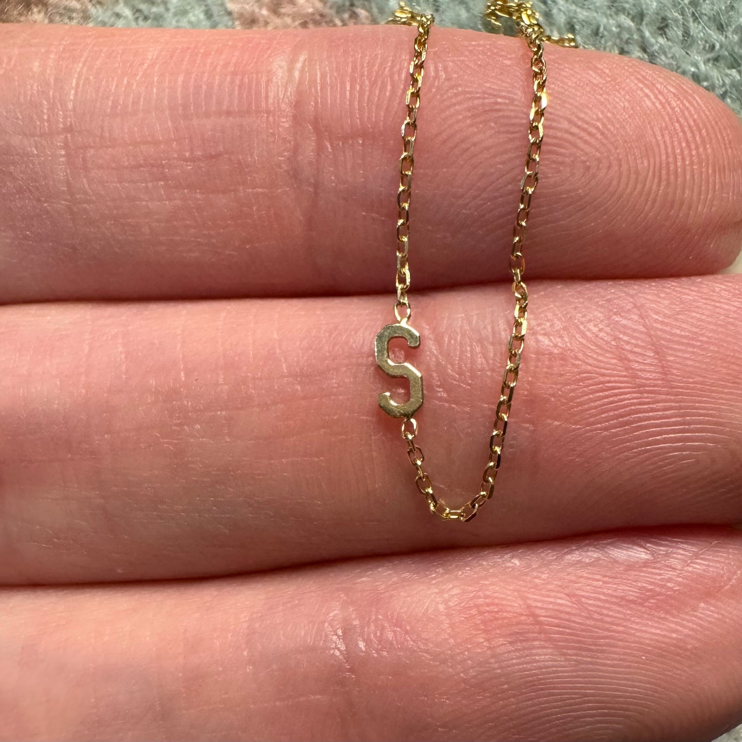 Estate 14k + Dainty 'S' Initial Station Necklace