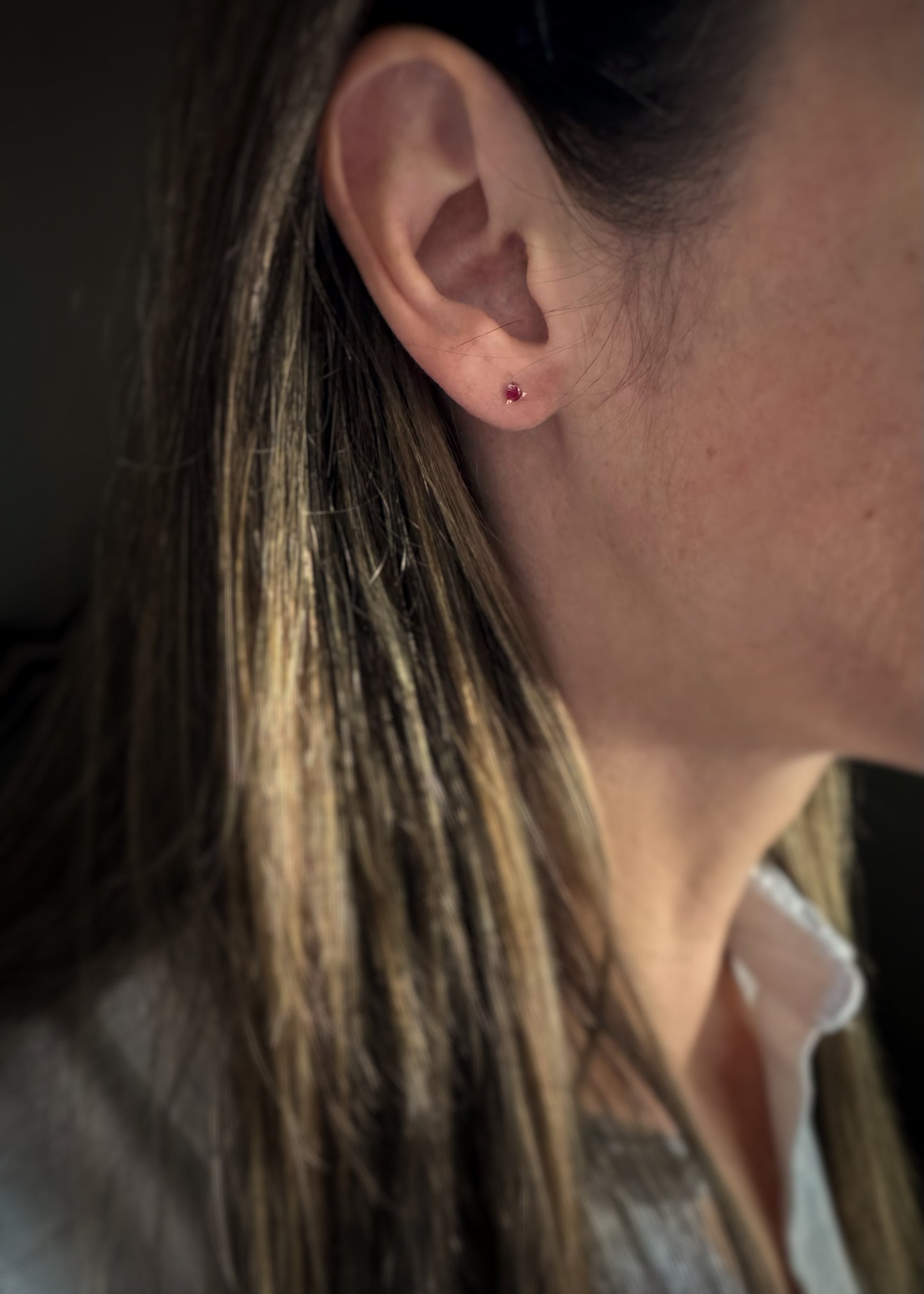14k + Baby Ruby Stud Earrings