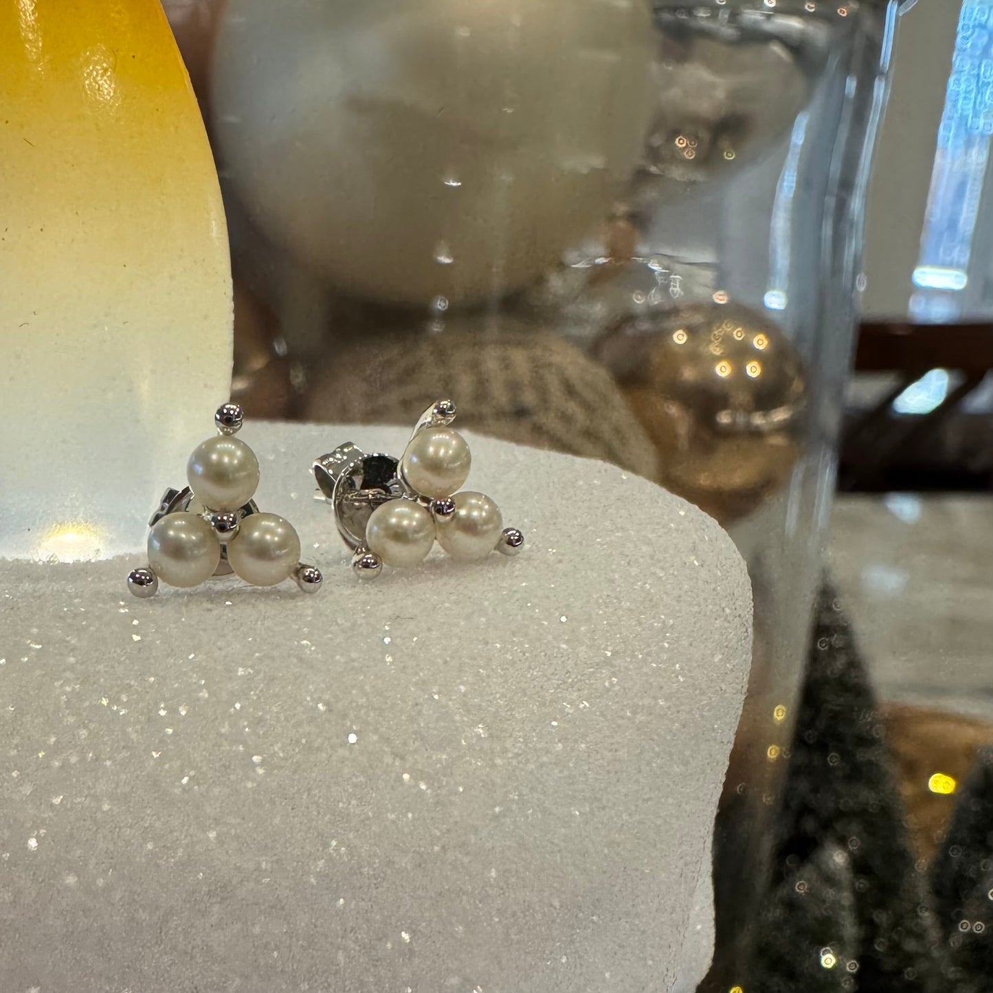 14k + Pearl Trefoil Stud Earrings