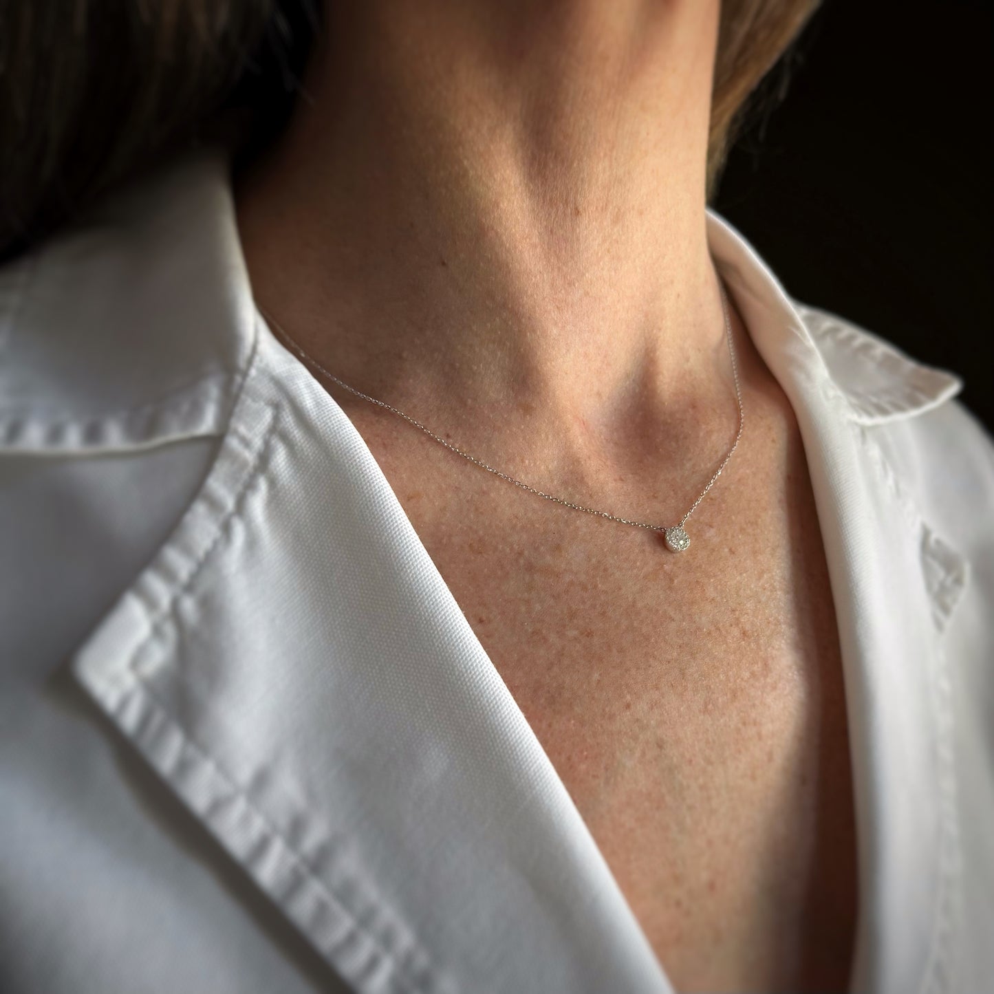 Estate 14k + Diamond Halo Station Necklace