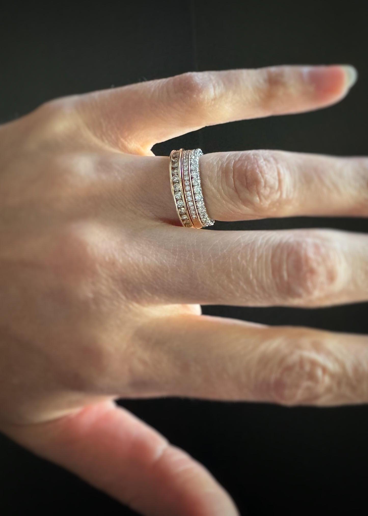 Estate 14k + Diamond Channel Band