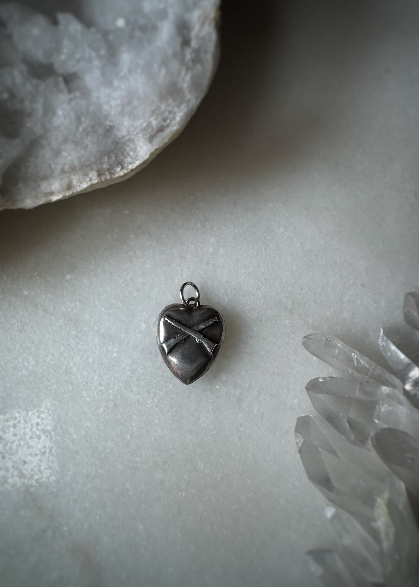 Vintage Sterling Silver + Puff Heart Infantry Charm