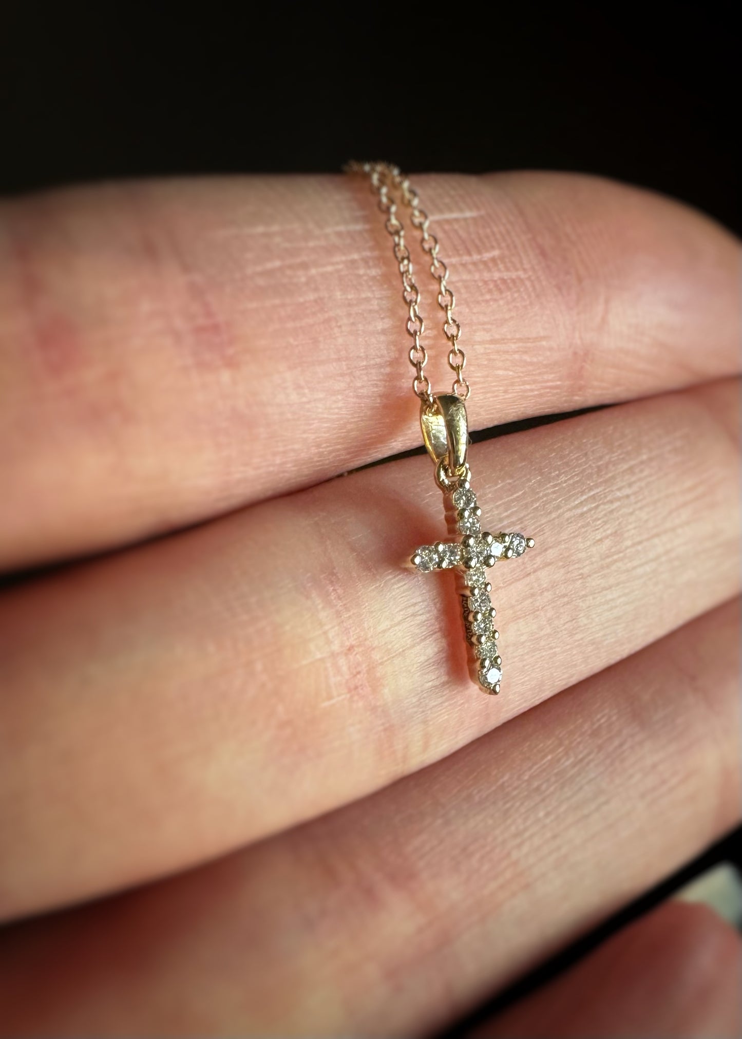 14k + Diamond Cross Necklace