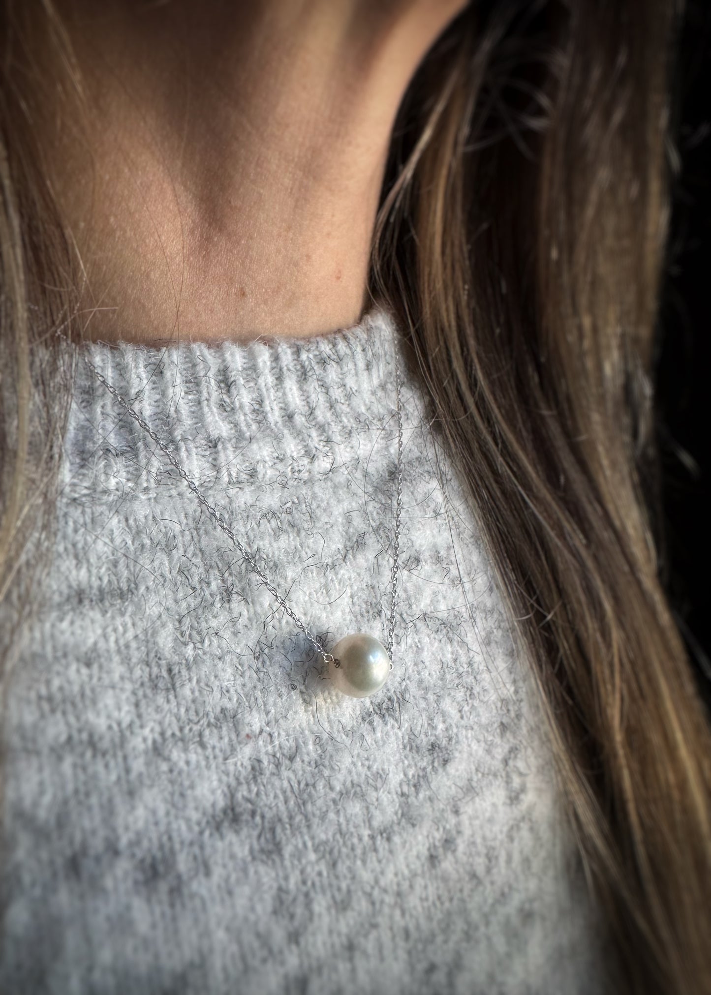 14k + South Sea Pearl Solitaire Necklace
