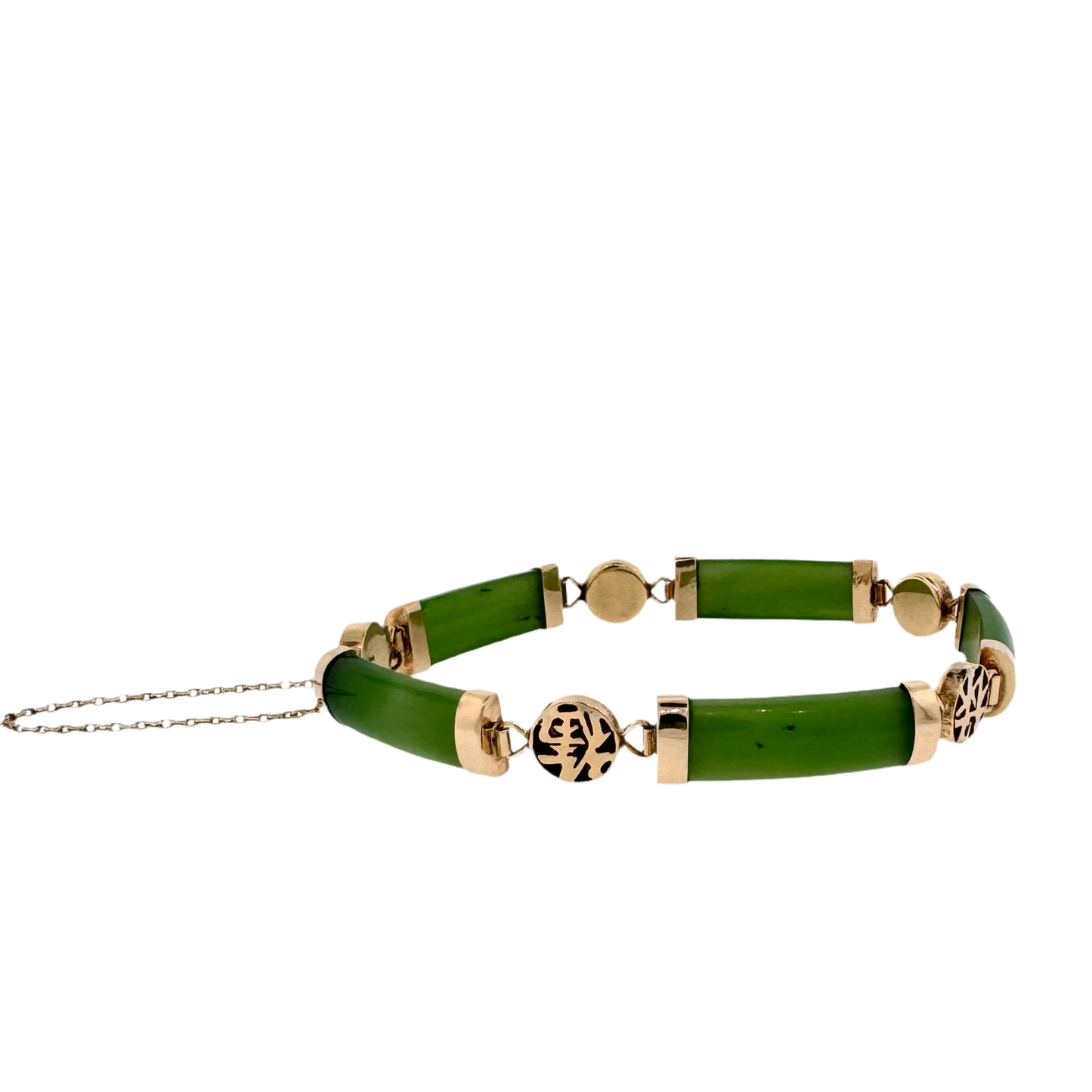 Estate 14k + Jade Link Bracelet