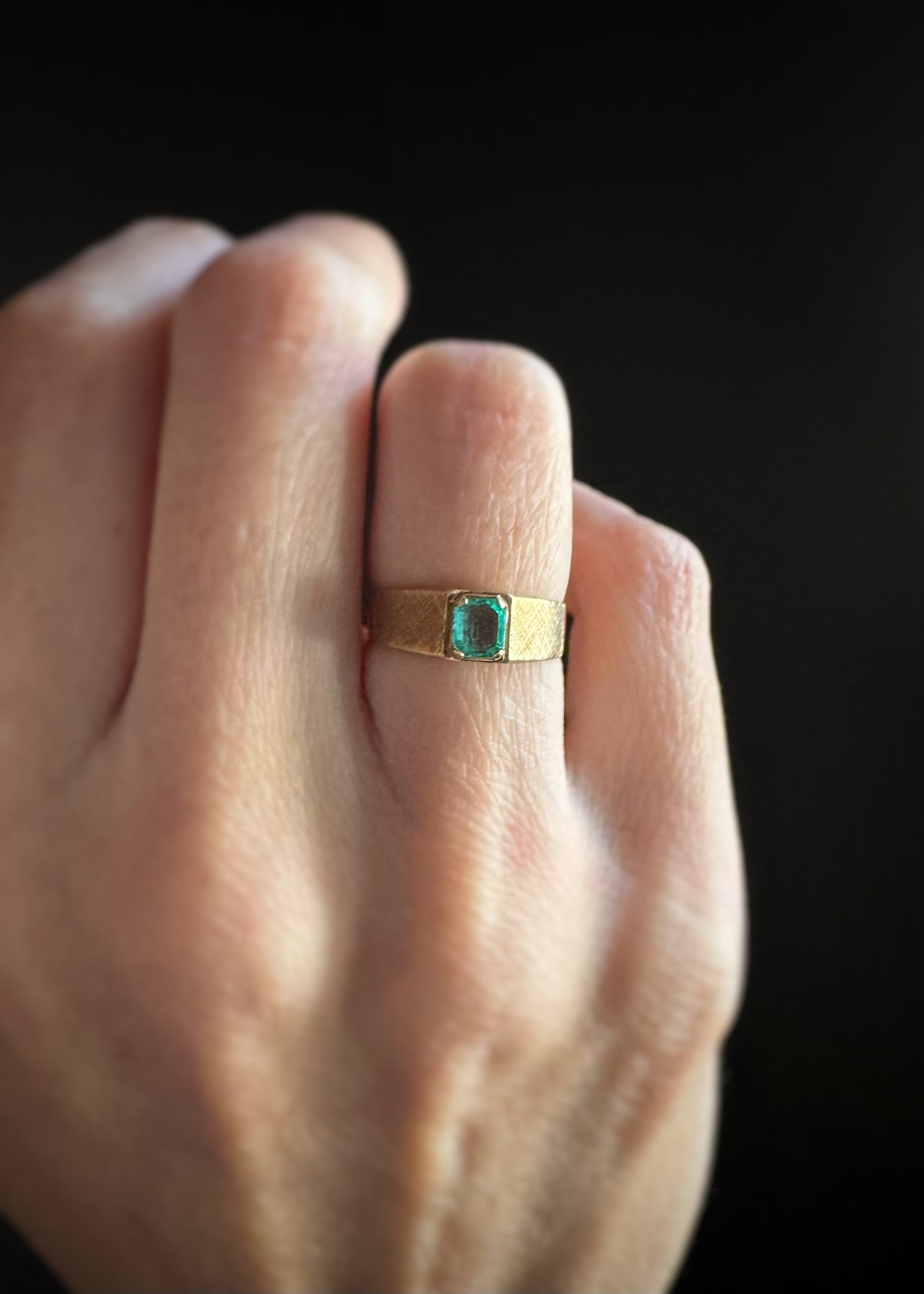 Estate 18k + Emerald Solitaire Ring