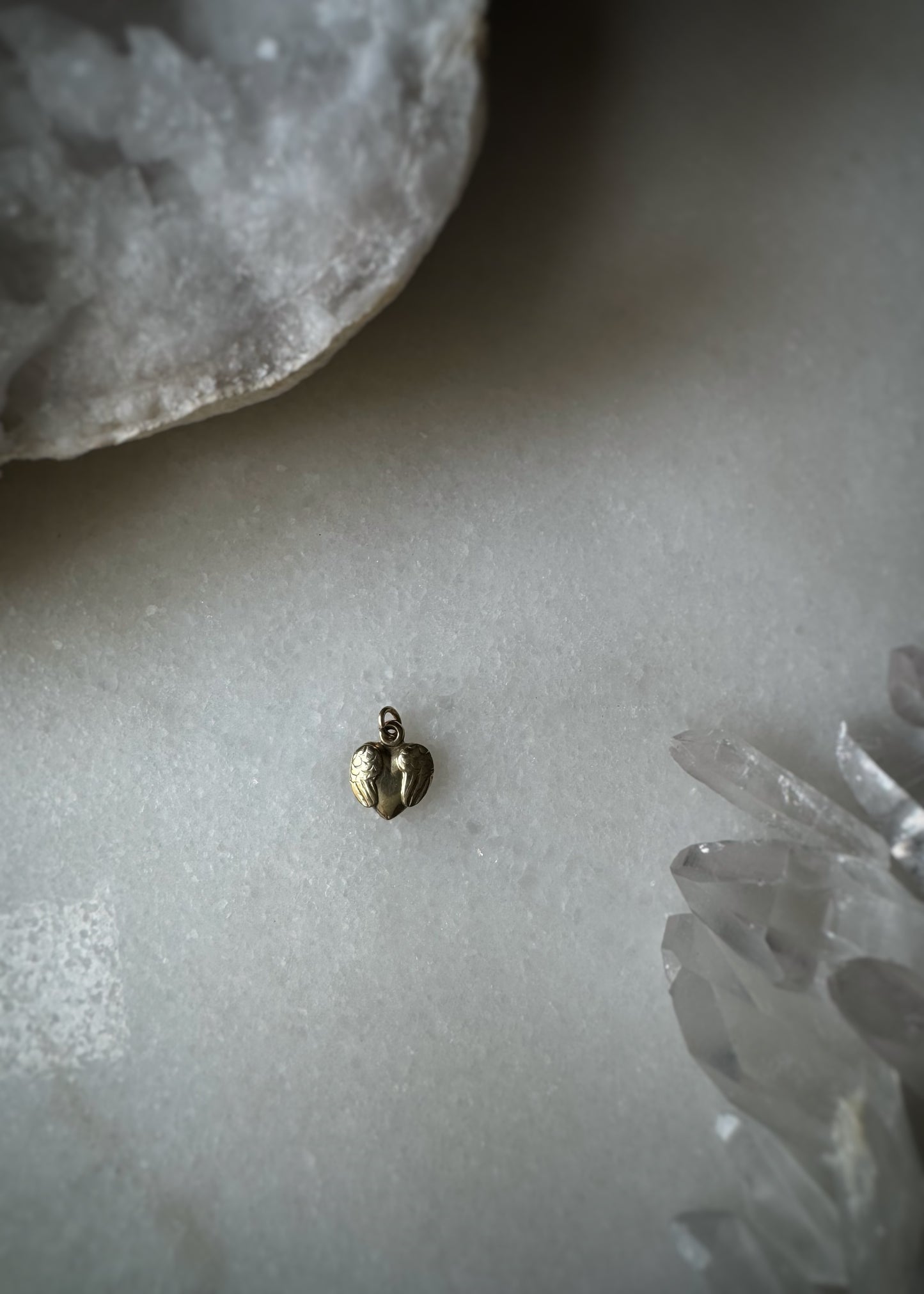 Estate 14k + Heart with Wings Mini Charm