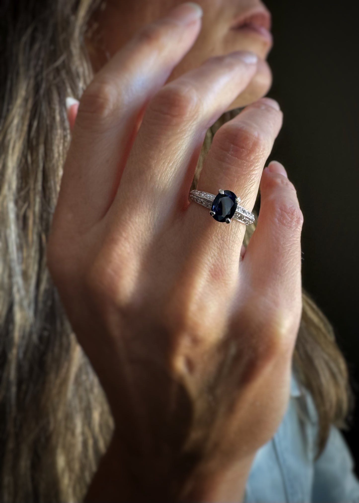 Estate 18k + Sapphire and Diamond Ring