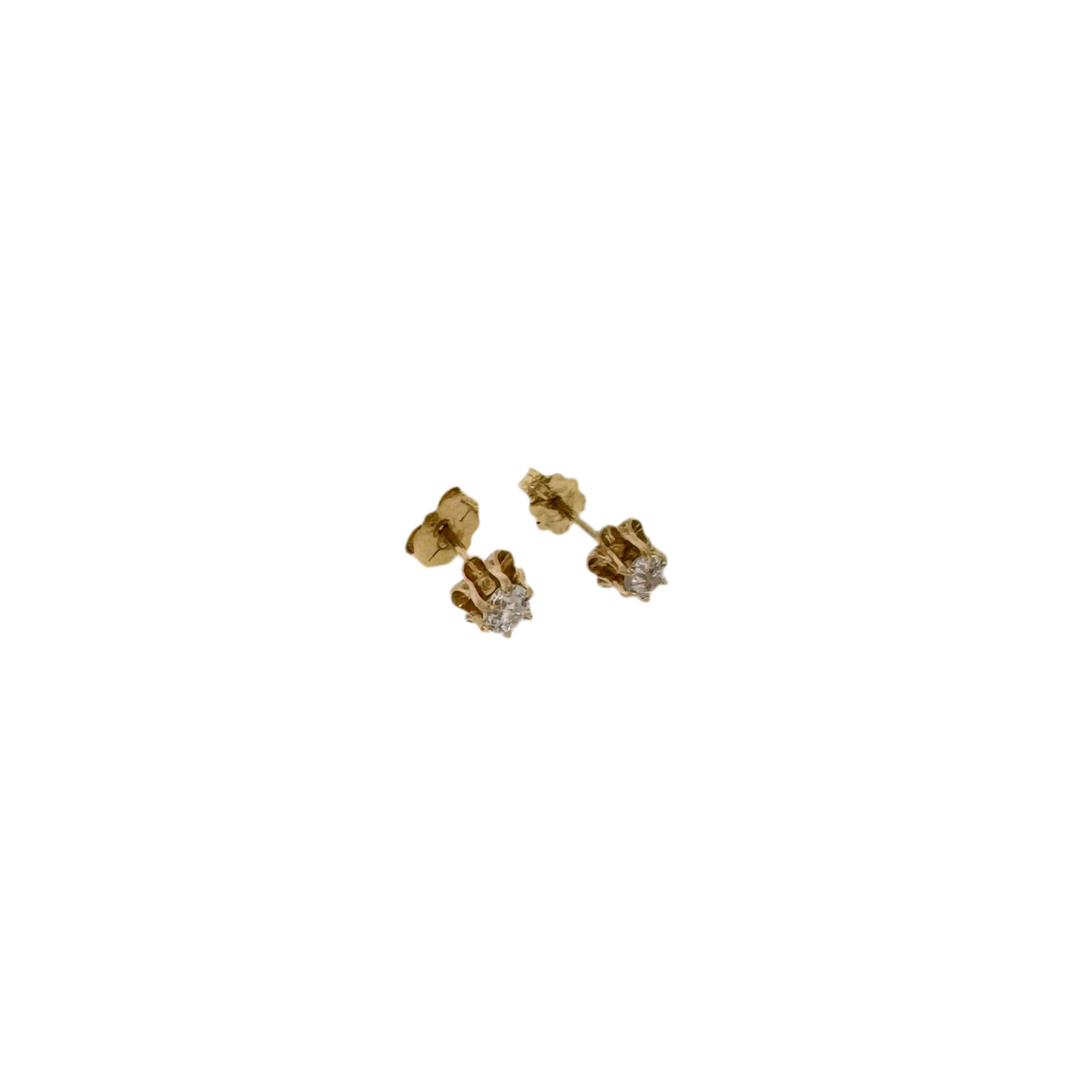 Estate 14k + Old European Cut Diamond Stud Earrings
