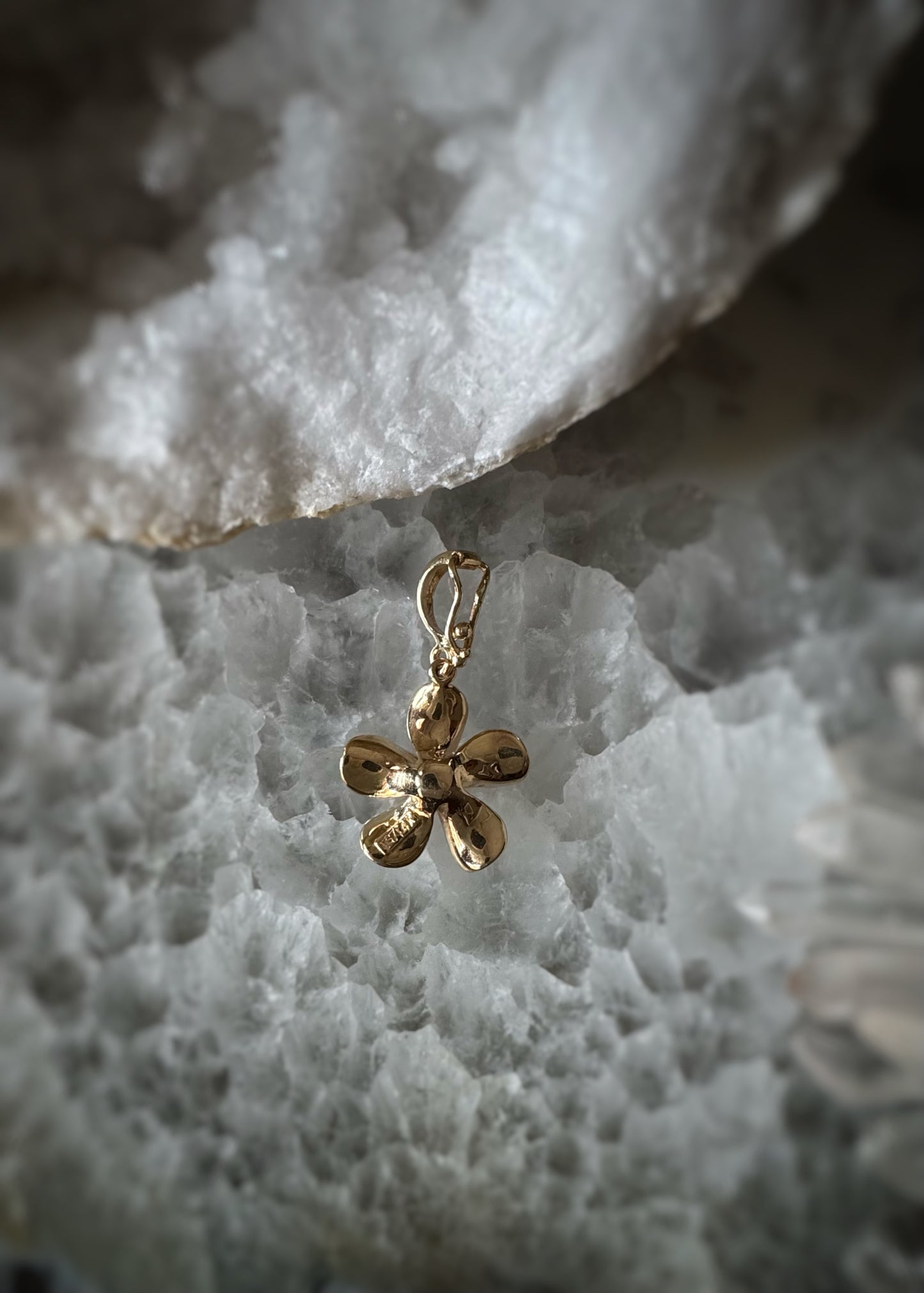 Estate Designer 14k + Hawaiian Plumeria Enhancer Pendant
