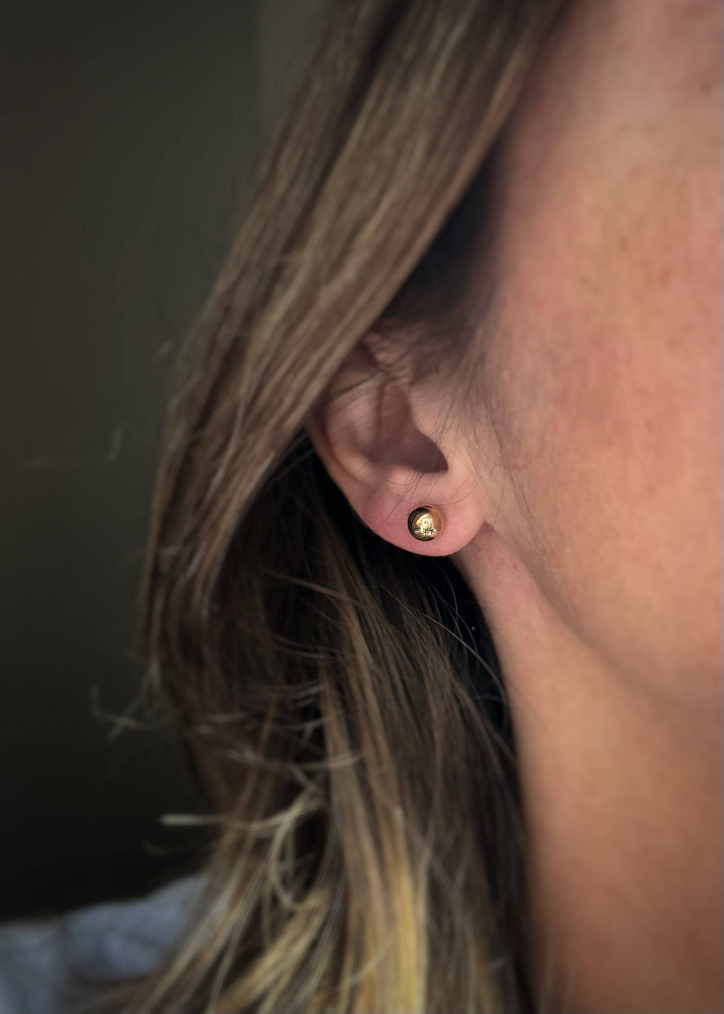 Estate 14k + 7mm Ball Stud Earrings