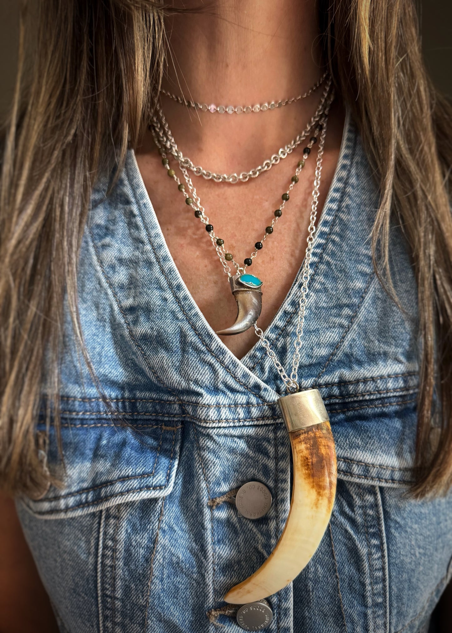 Sterling Silver + Tourmaline Bead Chain
