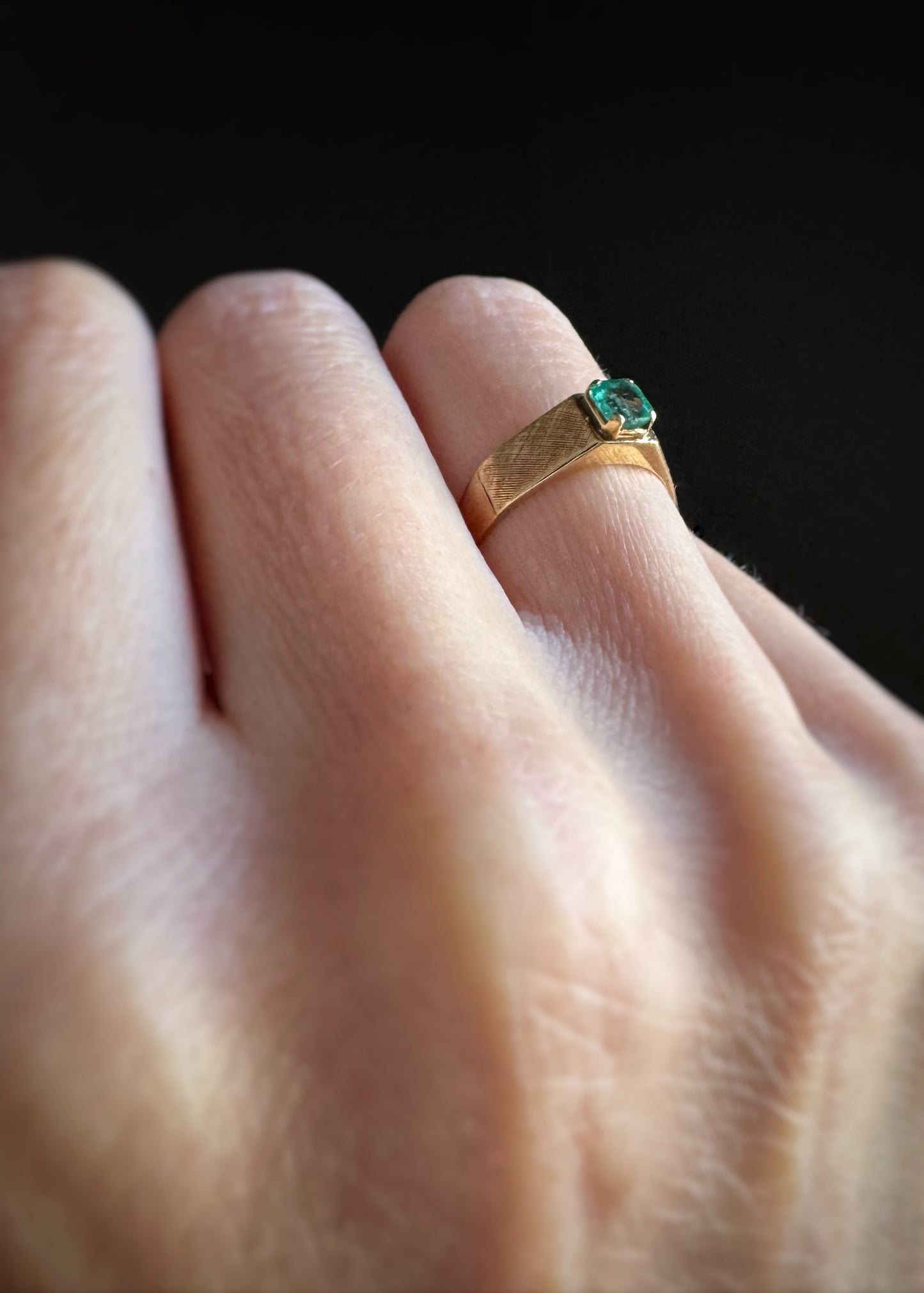 Estate 18k + Emerald Solitaire Ring