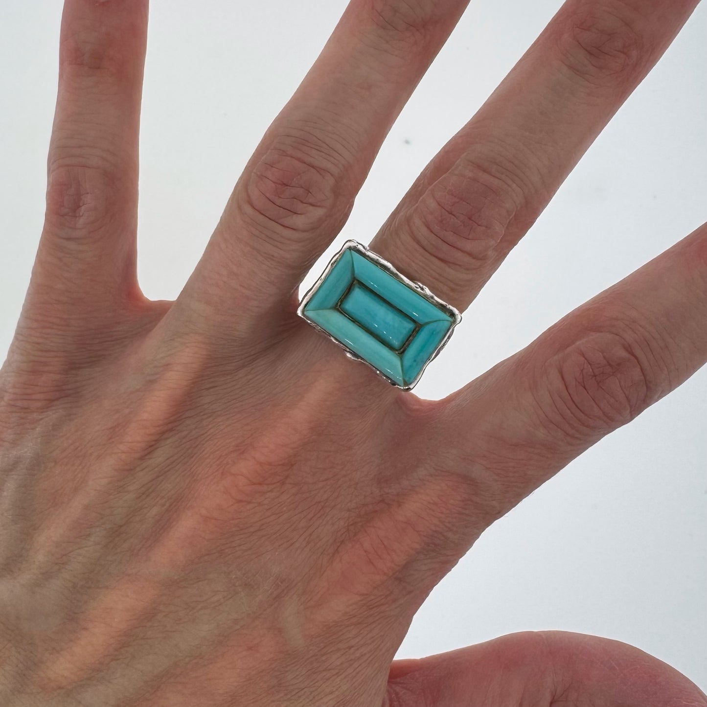 Estate Designer Sterling Silver + Turquoise Ring