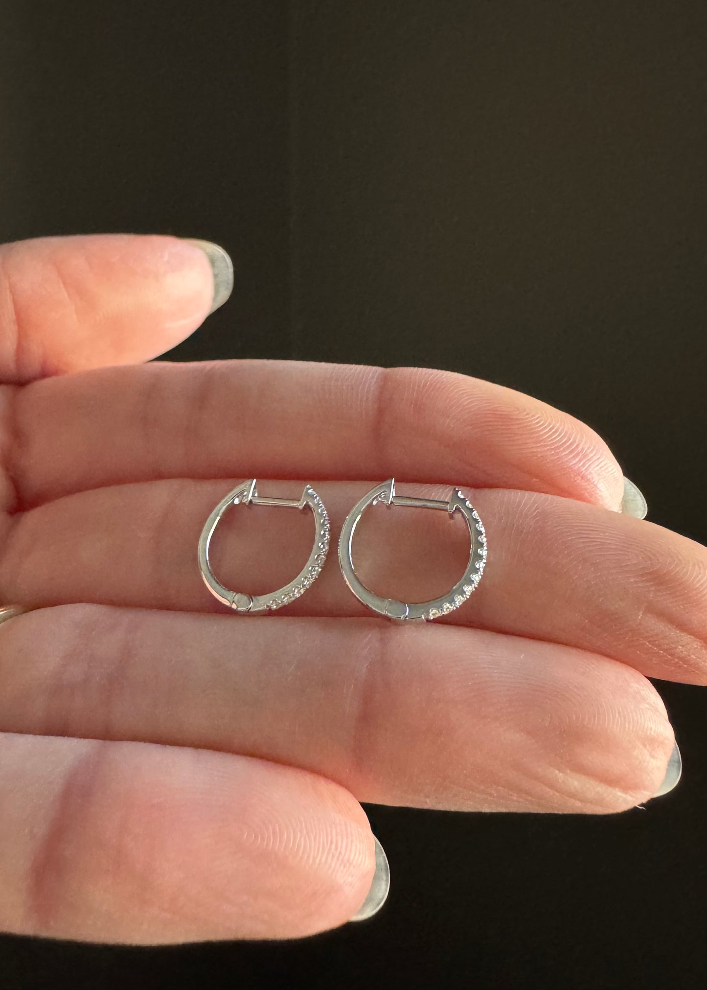 14k + Diamond Huggy Hoop Earrings
