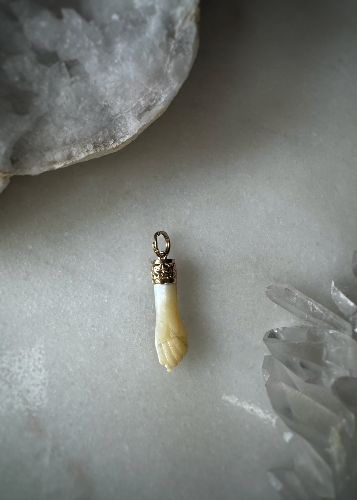 Estate 14k + Mother of Pearl Mano Figa Fist Amulet