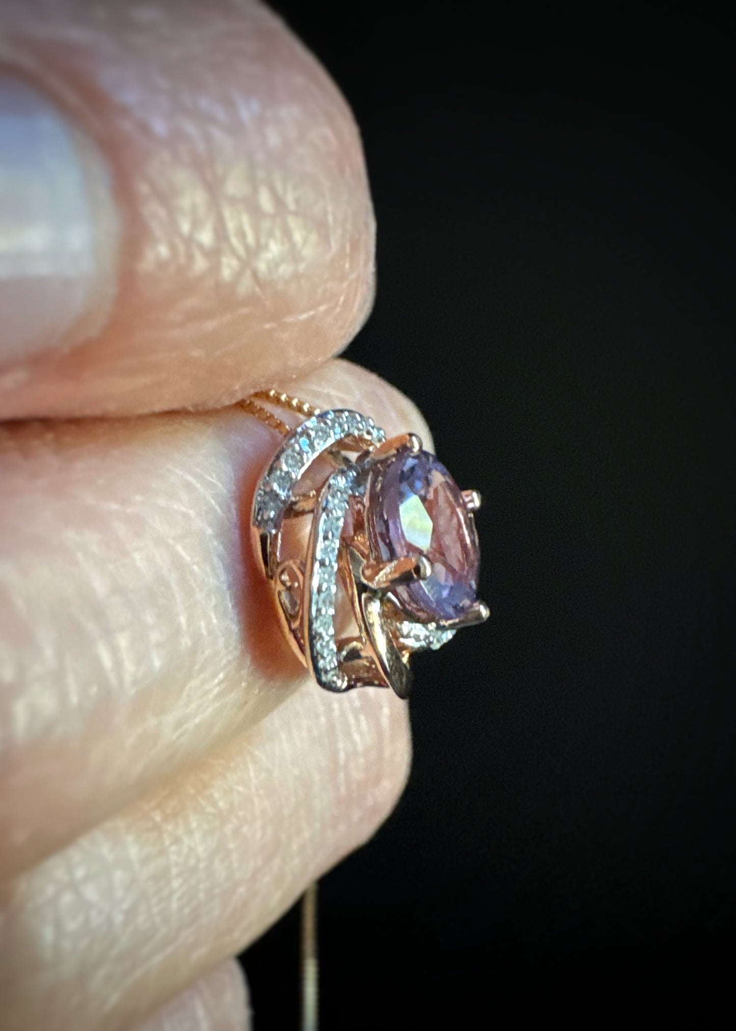 Estate 14k + Amethyst and Diamond Necklace