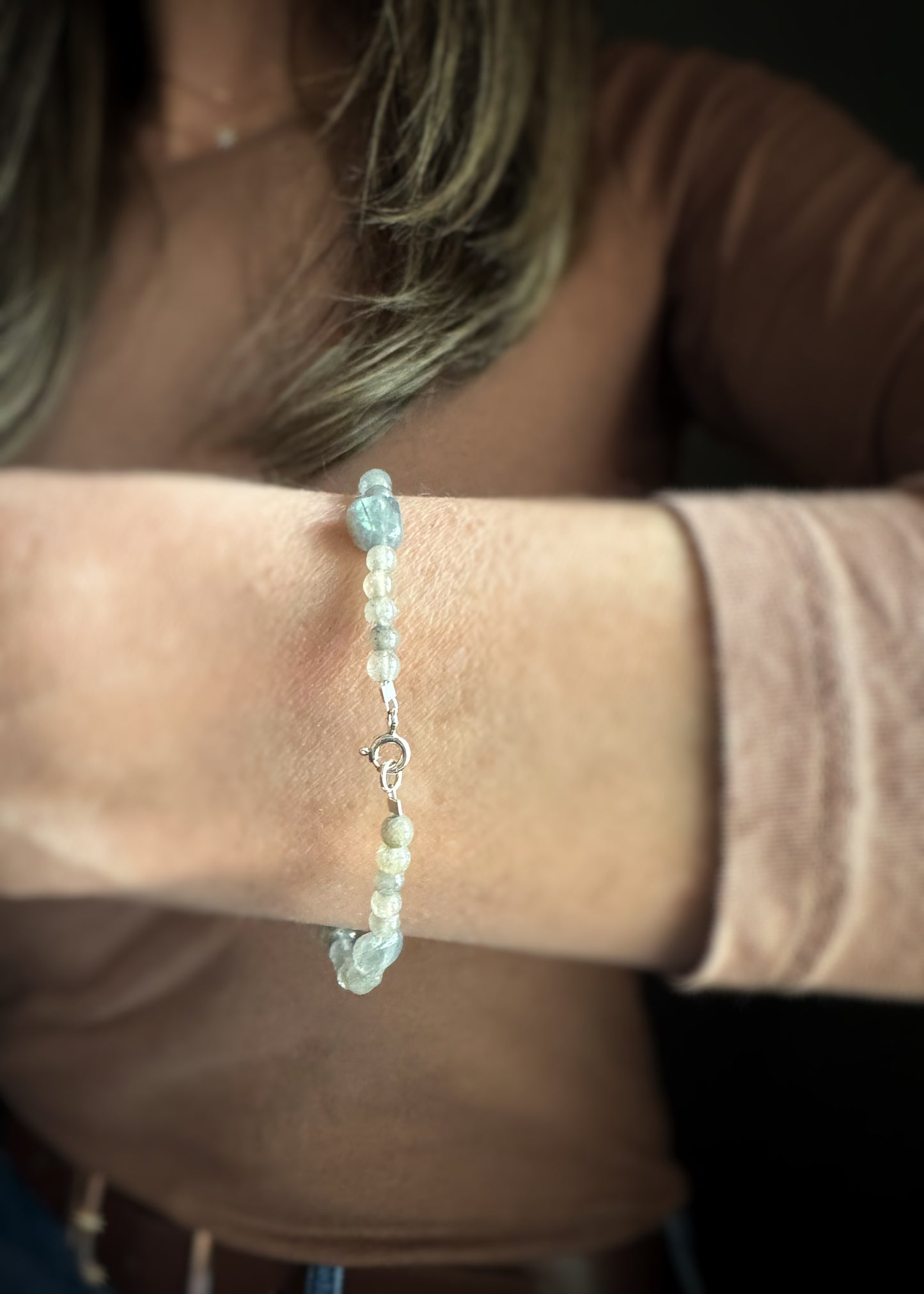 Sterling + Labradorite Bead Bracelet