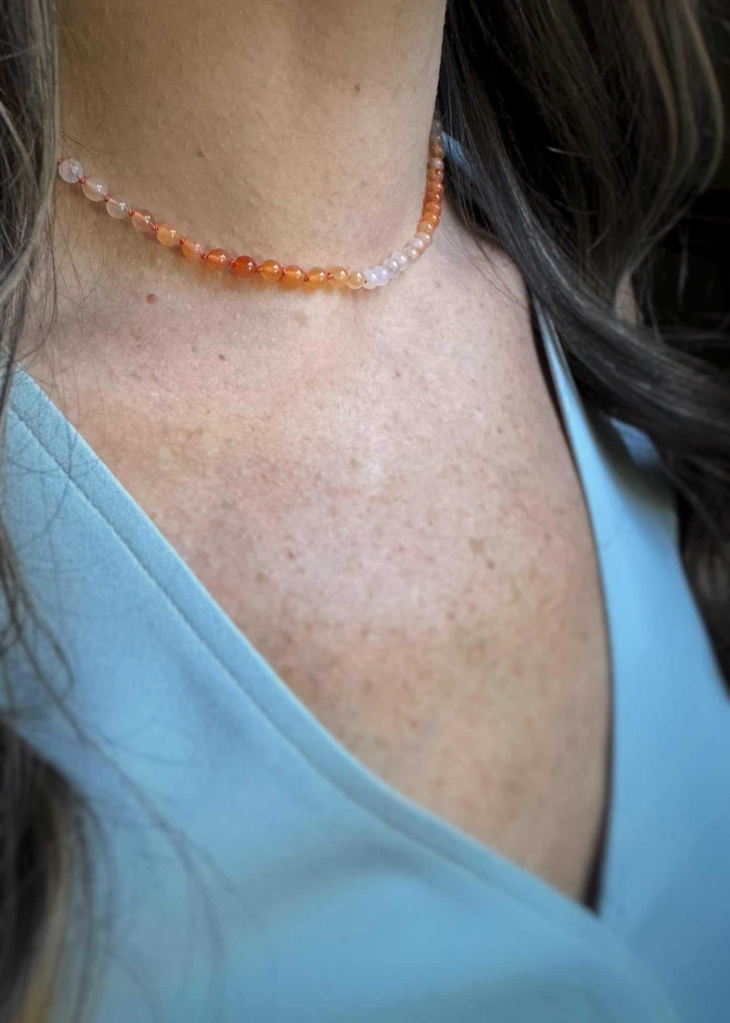 14k + Ombre Carnelian Choker Necklace