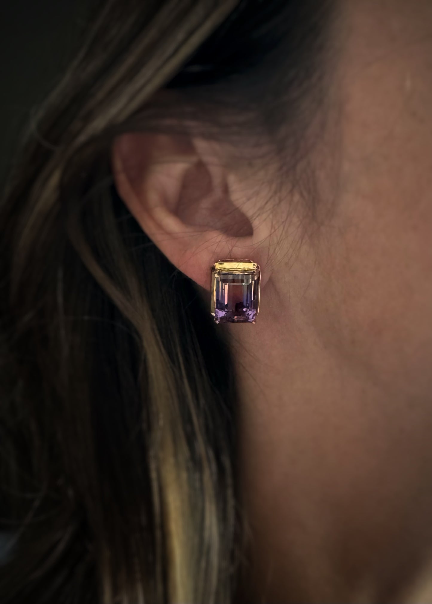 Estate 14k + Ametrine Stud Earrings