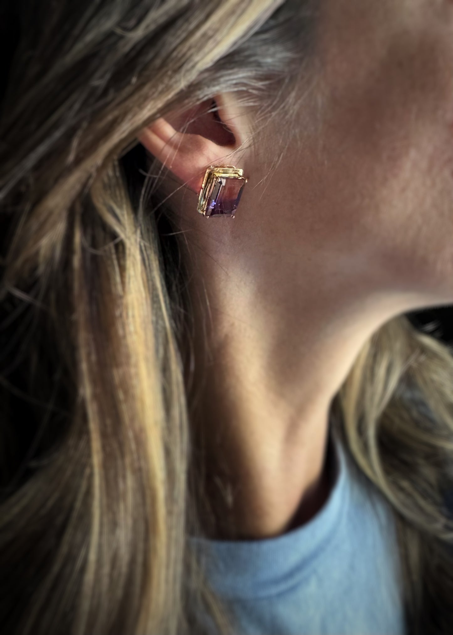 Estate 14k + Ametrine Stud Earrings