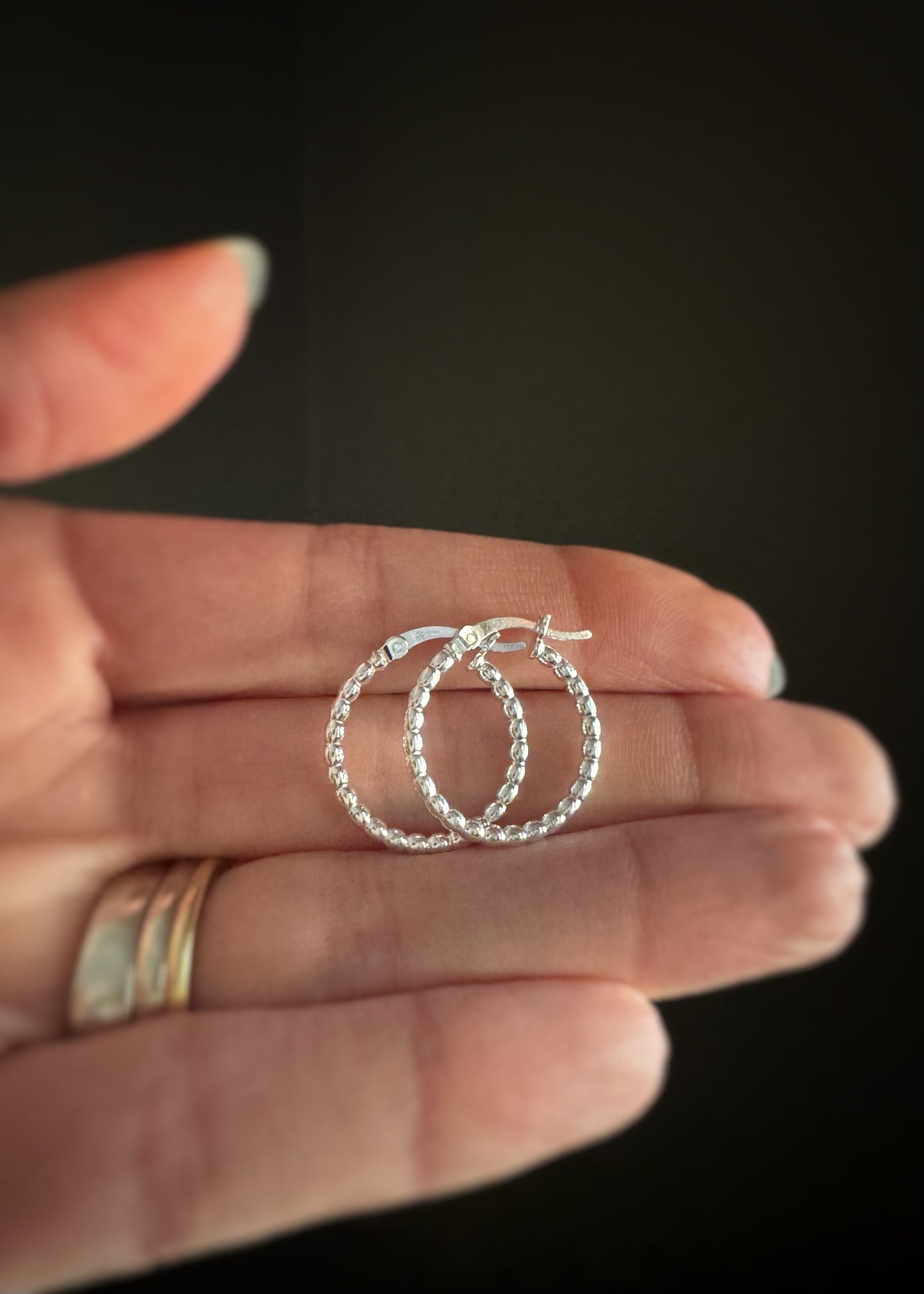 Sterling + Bead Hoop Earrings