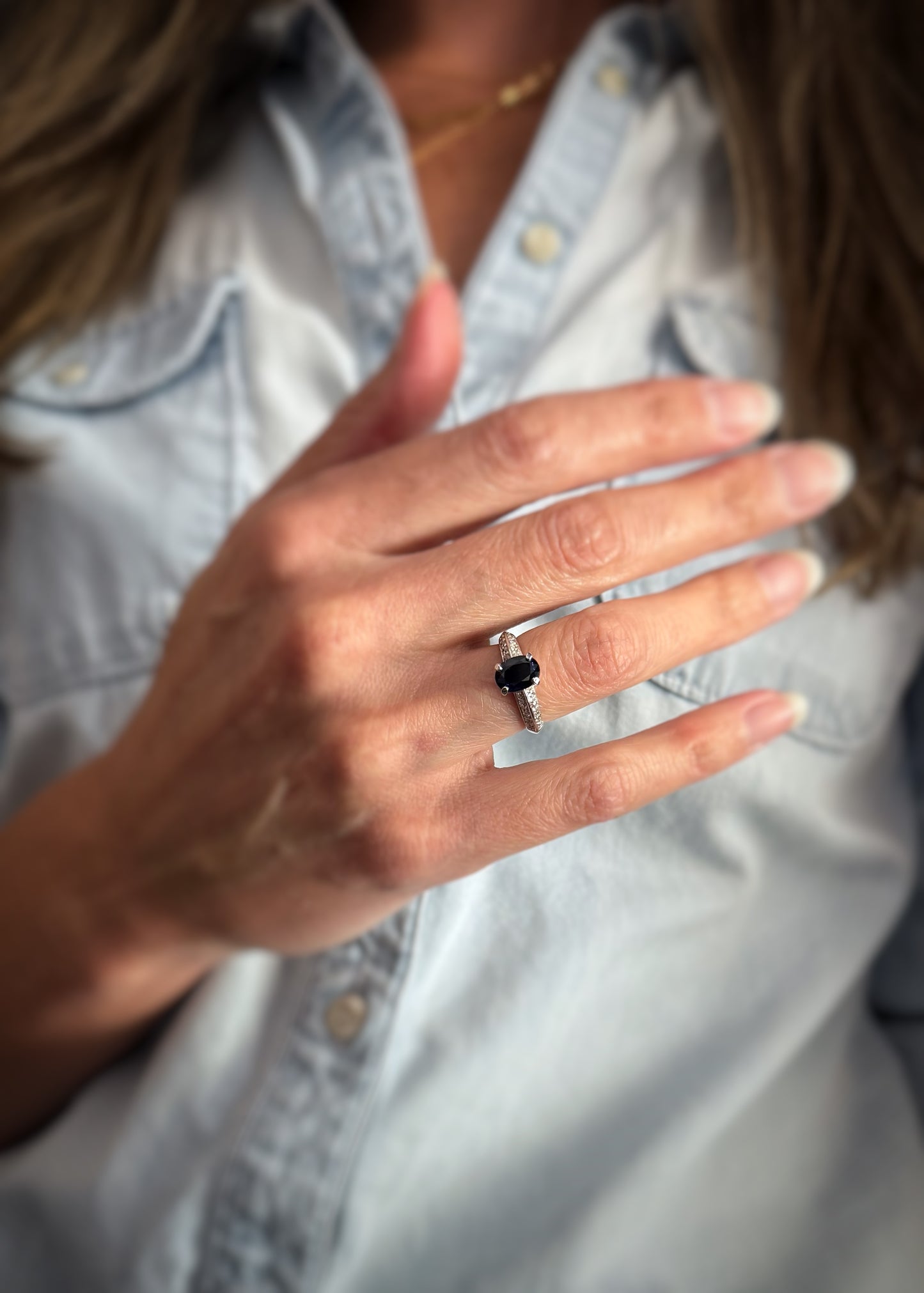 Estate 18k + Sapphire and Diamond Ring