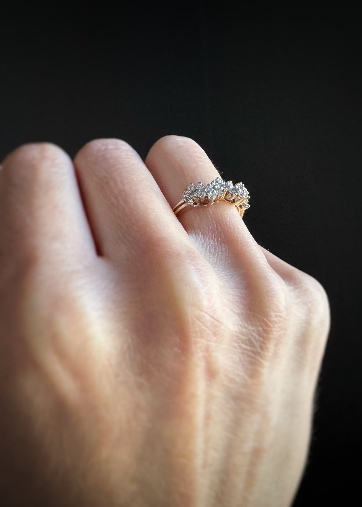 Estate 14k + Diamond Cluster Band